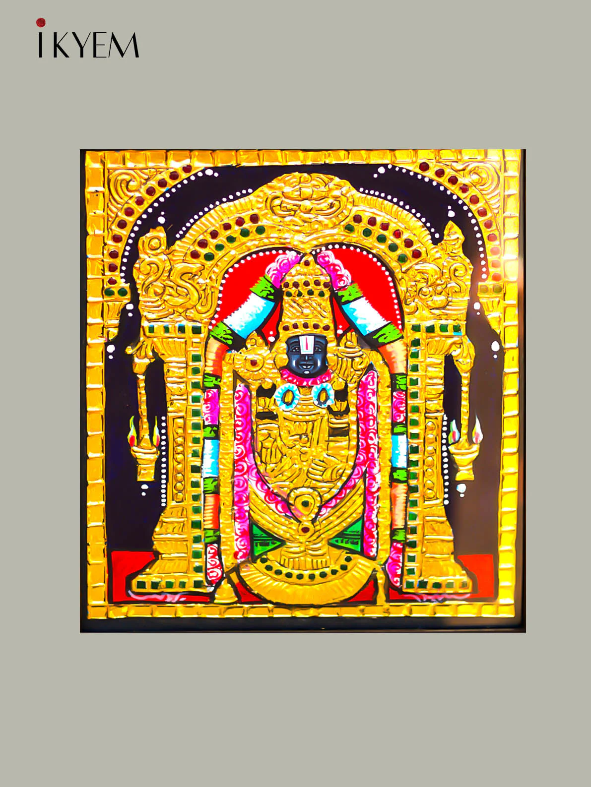 Lord Balaji -   Tanjore Painting 15 * 13 inches - Image 3