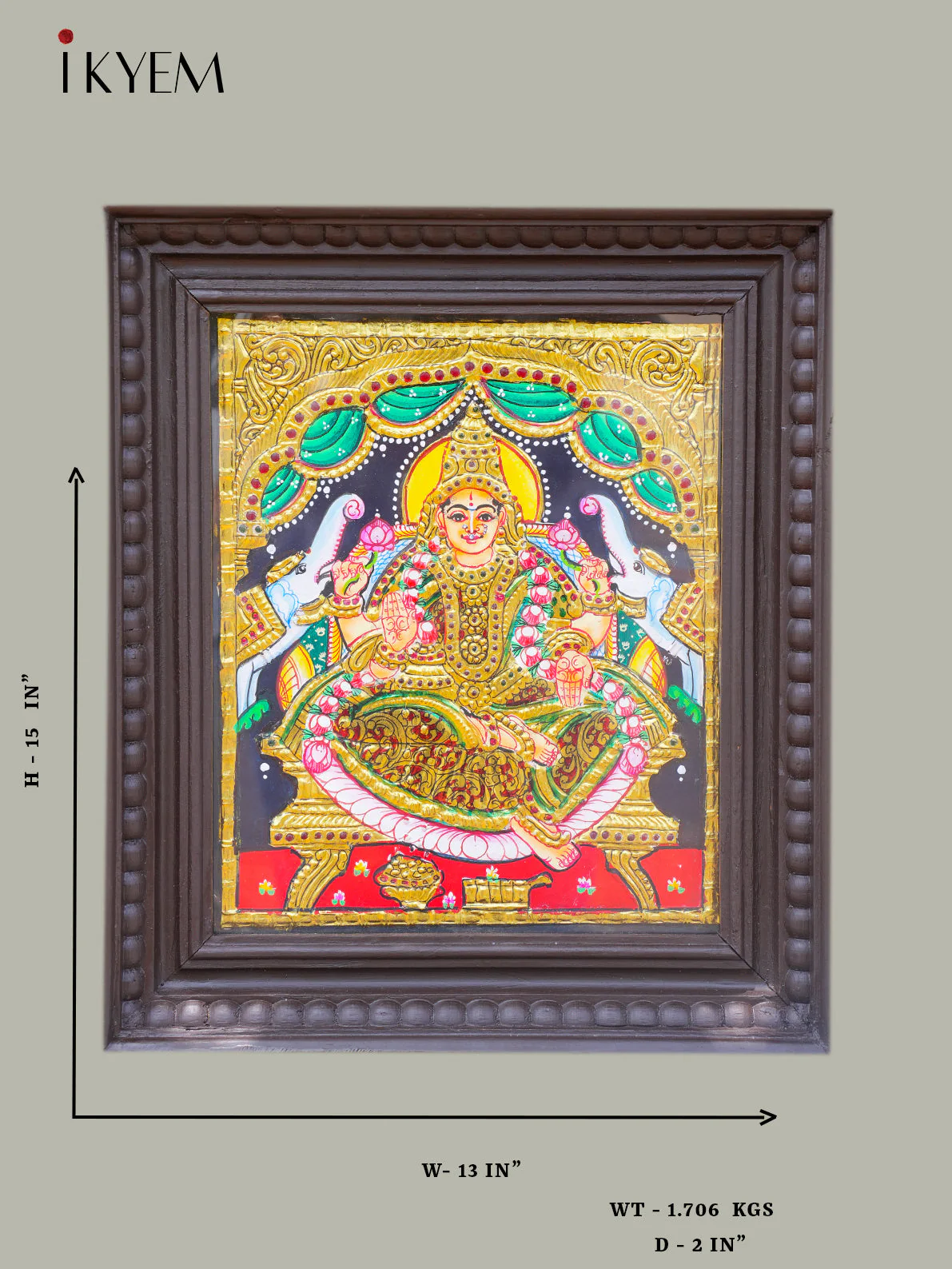 Goddess Gajalakshmi - Tanjore Painting - Image 2