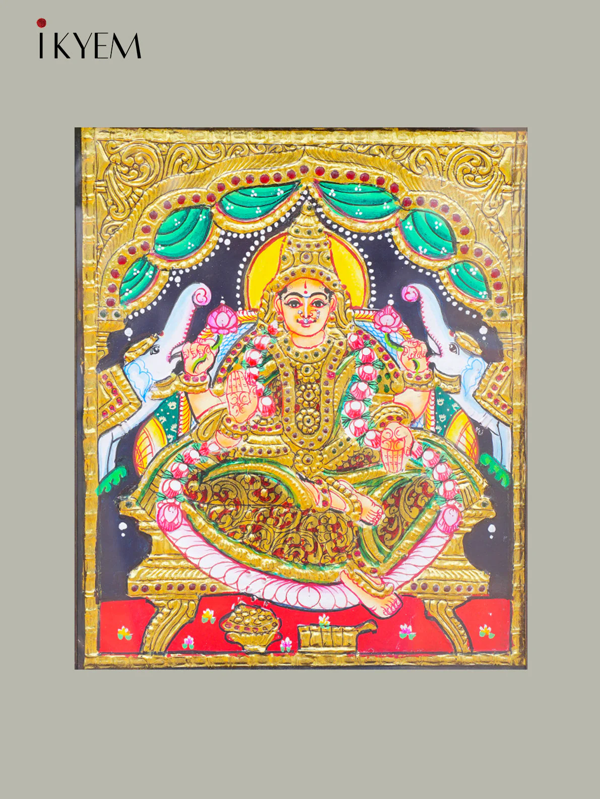 Goddess Gajalakshmi - Tanjore Painting - Image 3