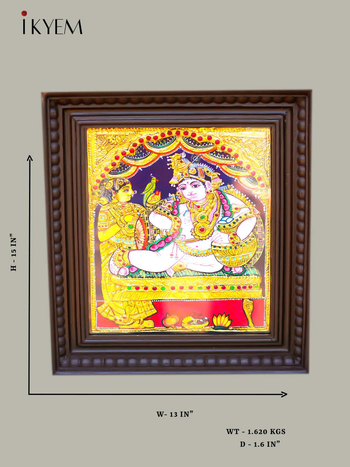 Krishna - Tanjore Painting (15x13) Inch - 4HJ01033 - Image 2