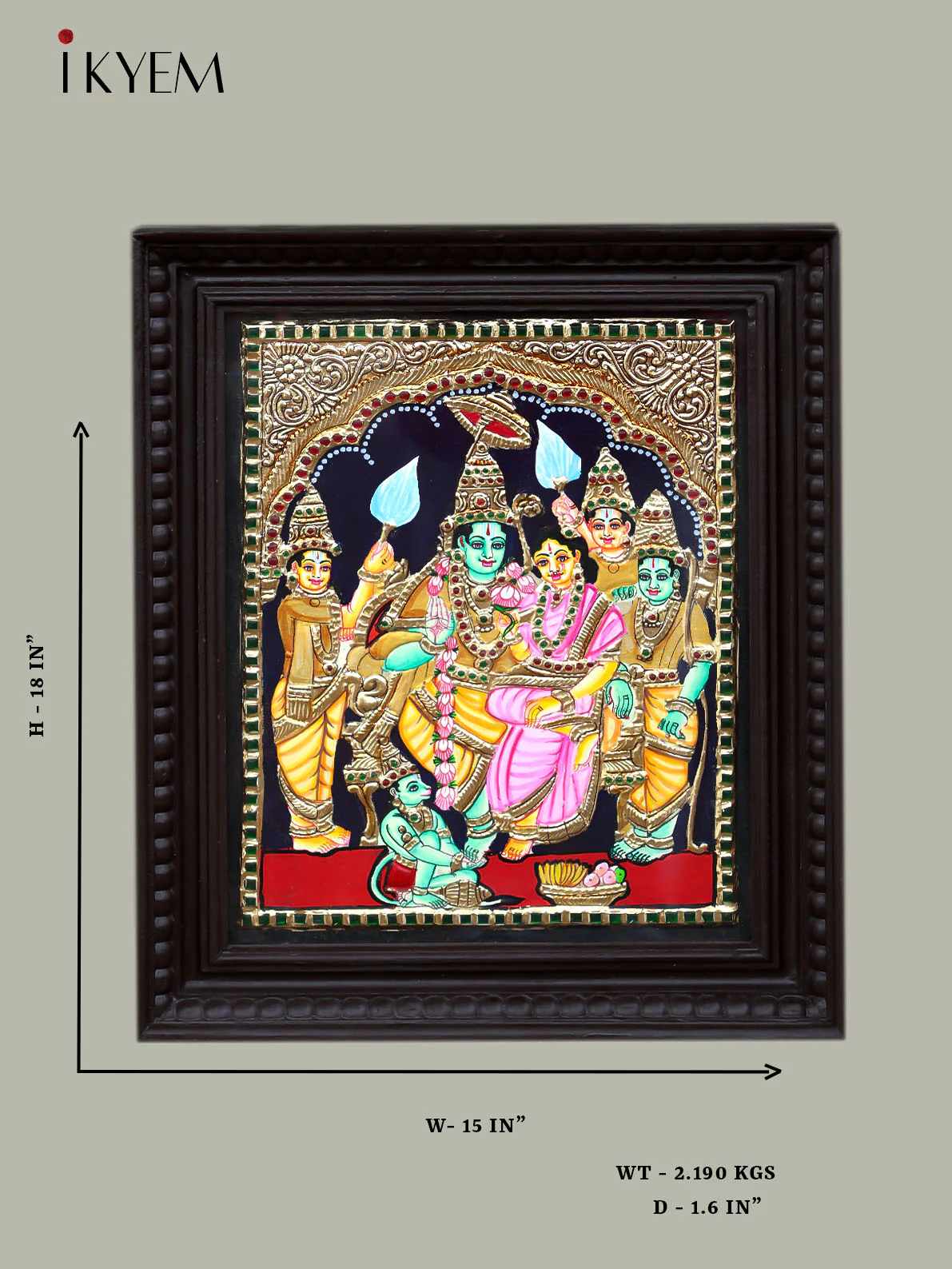 Ram Sita Laxman - Tanjore Painting 18x15 inches - 4HJ01040 - Image 2