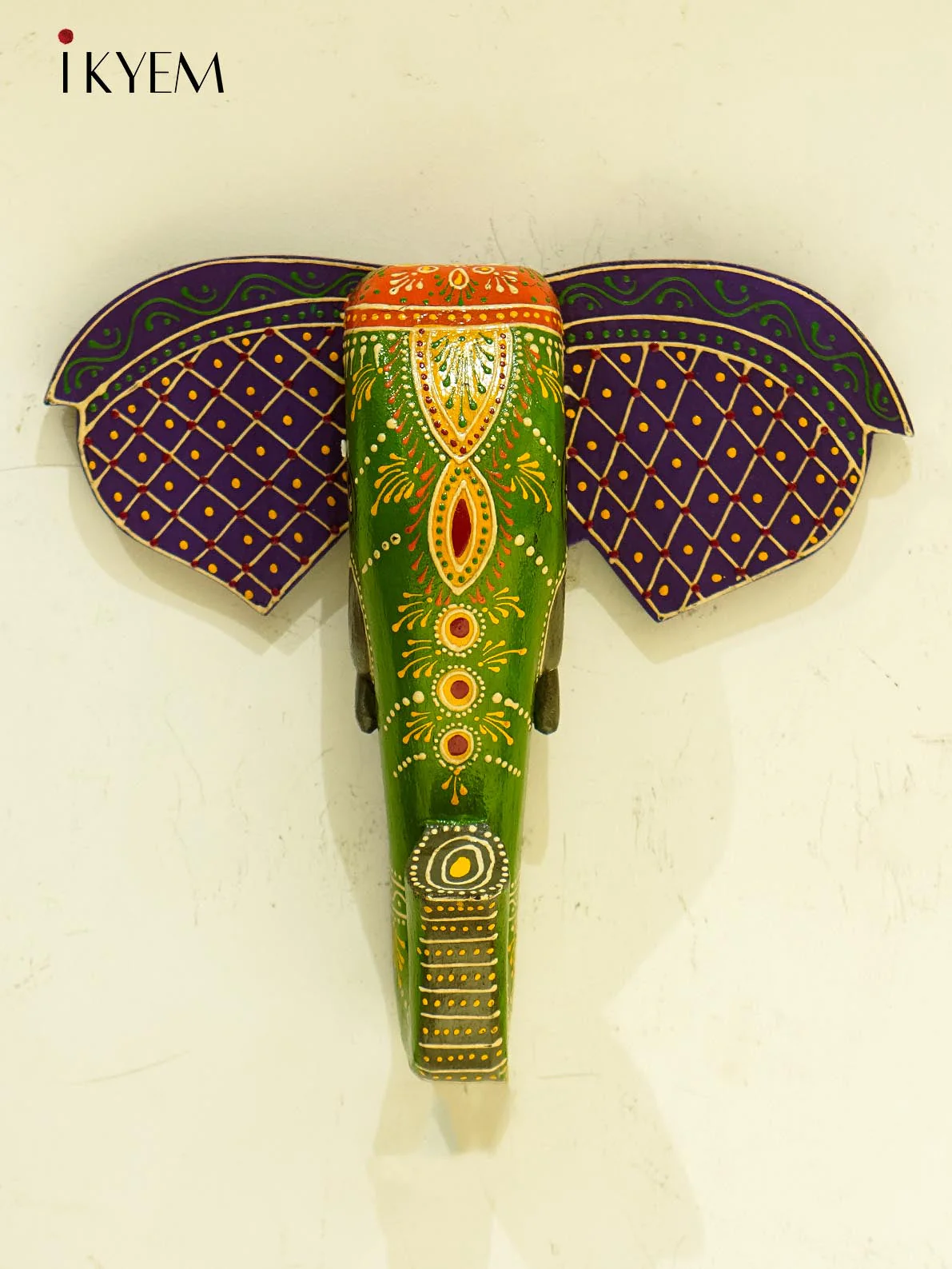 Hand Painted Elephant Mask/Head (10/10.5 inches)
