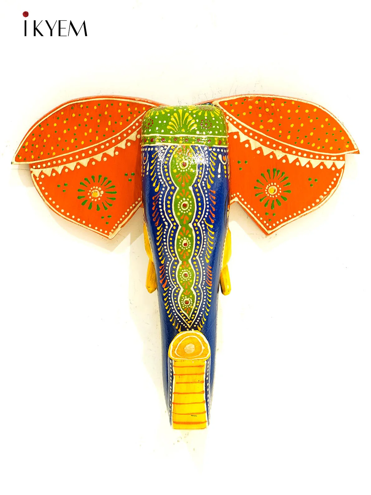 Hand Painted Elephant Mask/Head (10/10.5 inches)