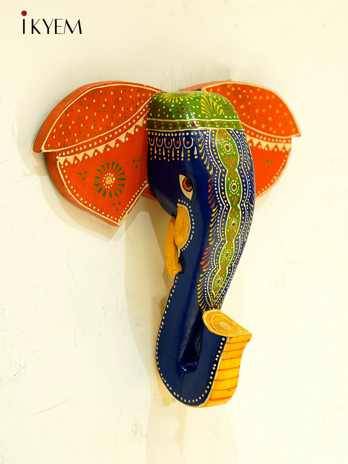 Hand Painted Elephant Mask/Head (10/10.5 inches) - Image 2