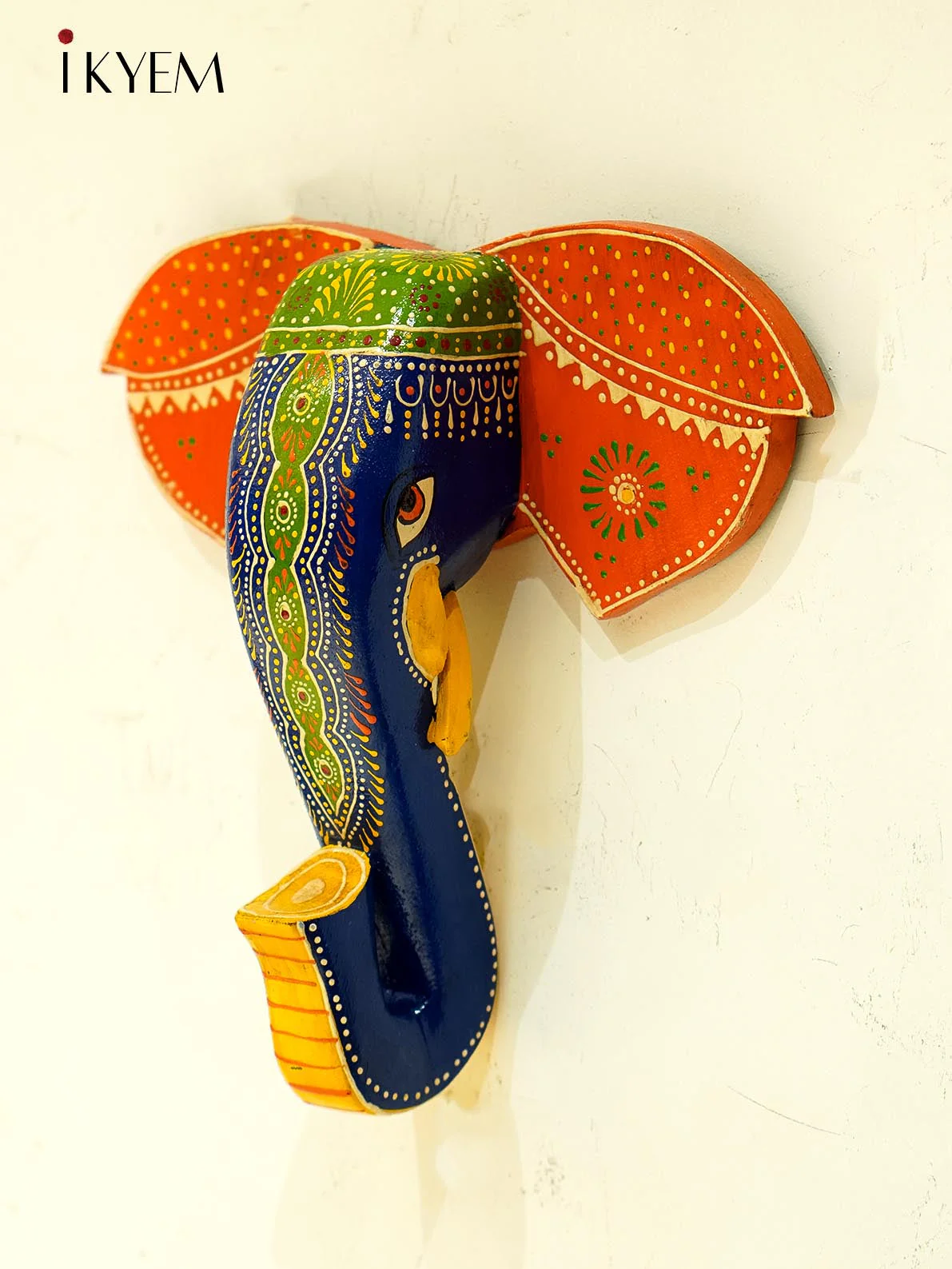 Hand Painted Elephant Mask/Head (10/10.5 inches) - Image 3