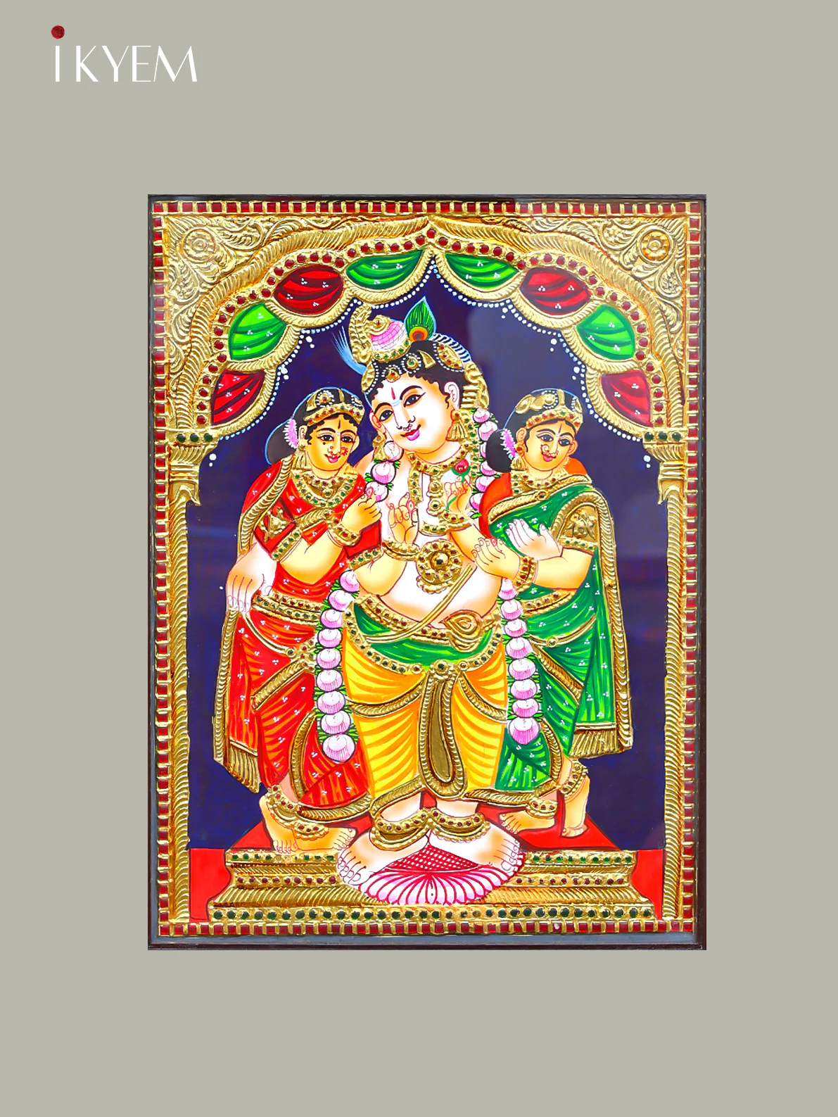 Bama rukmani Krishna -Tanjore Painting - Image 2