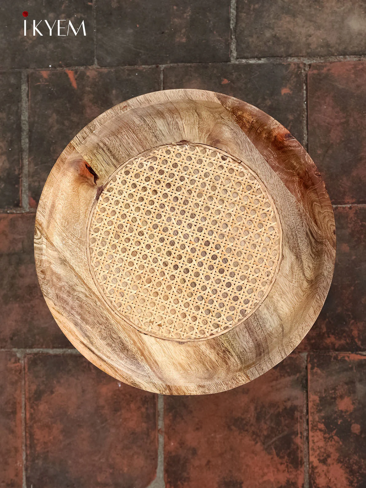 Cane Wood stool with 3 legs - Image 3