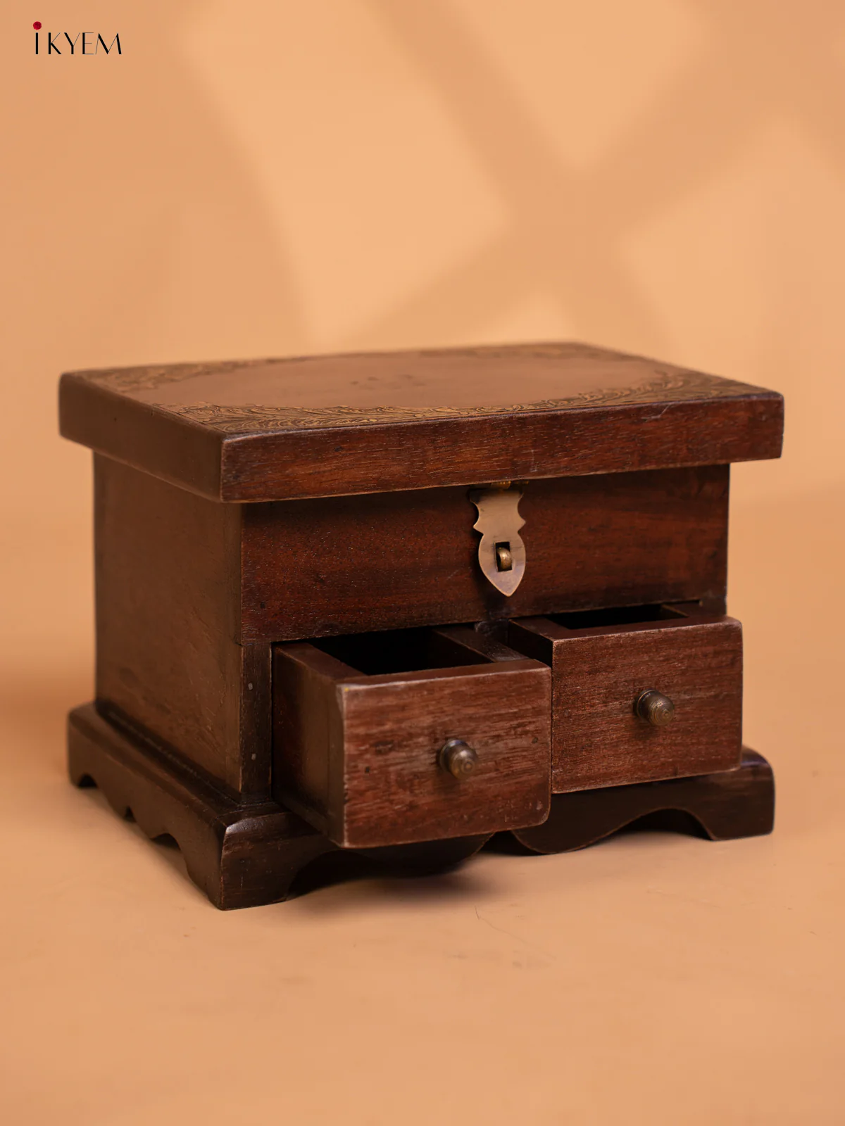 Wooden Brass fitted with 3 Drawers - 5.9 Inch - 4IJ26003 - Image 3