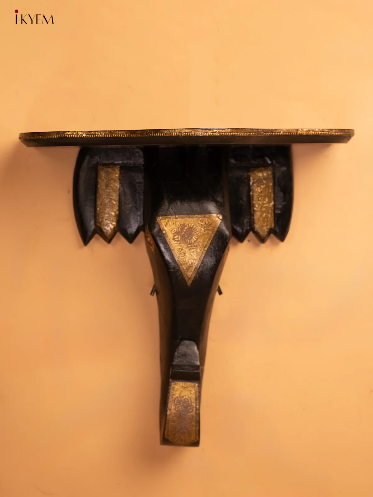 Brass inlay Elephant Face wall wooden bracket/stand/shelf - 4IJ26065 - Image 2
