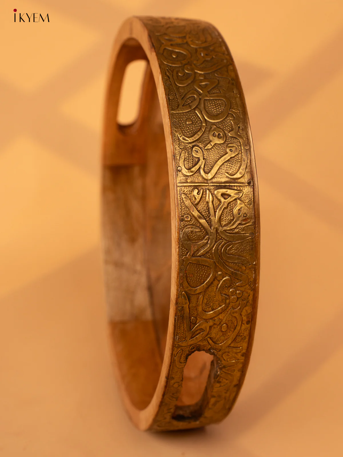 Wooden Brass Fitted Round Tray - 4IJ26093 - Image 3
