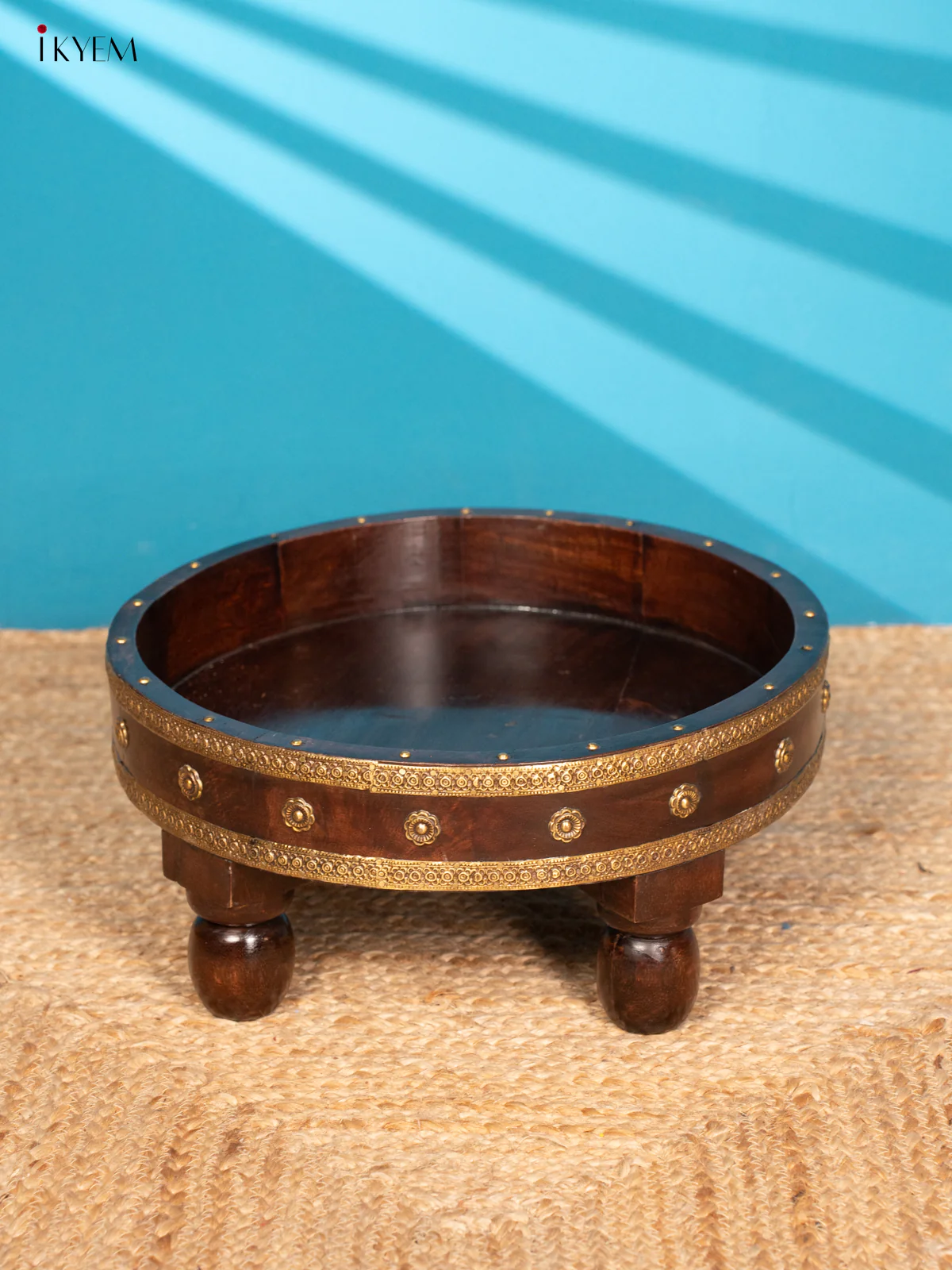 Brown Wooden Tray Table with Brass Fitting - 4IJ26107 - Image 2