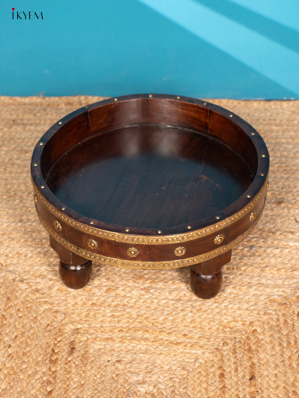 Brown Wooden Tray Table with Brass Fitting - 4IJ26107 - Image 3