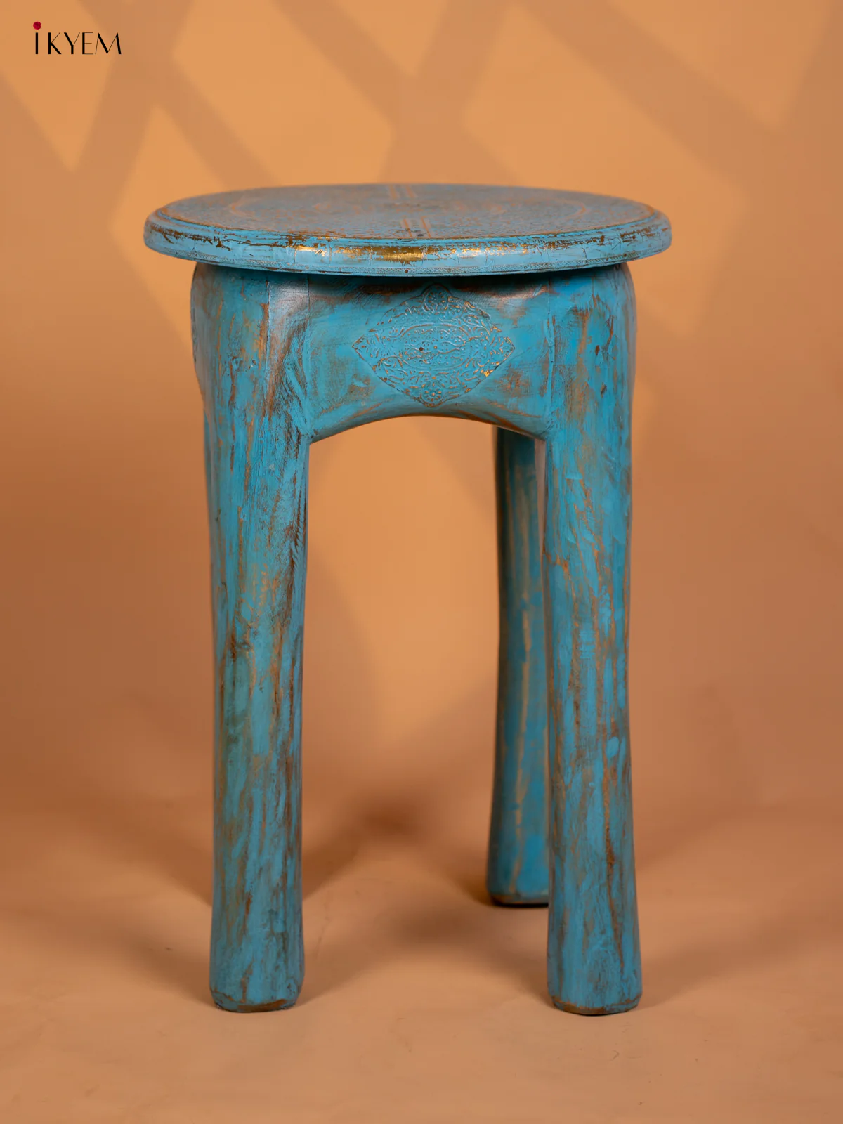 Wooden Elephant Legs Stool Blue - 20.3 Inch - 4IJ26113