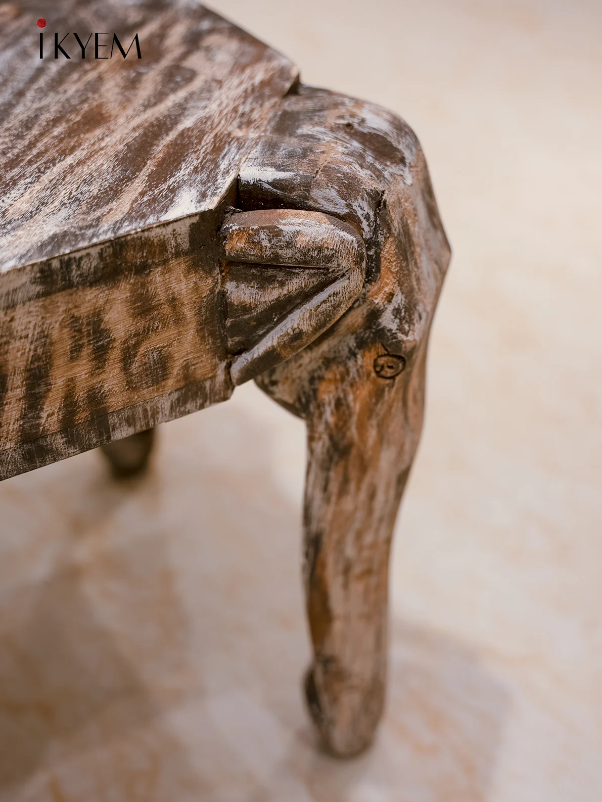 Unique Wooden Elephant Stool - 16.5 Inches - 4IJ26119 - Image 2