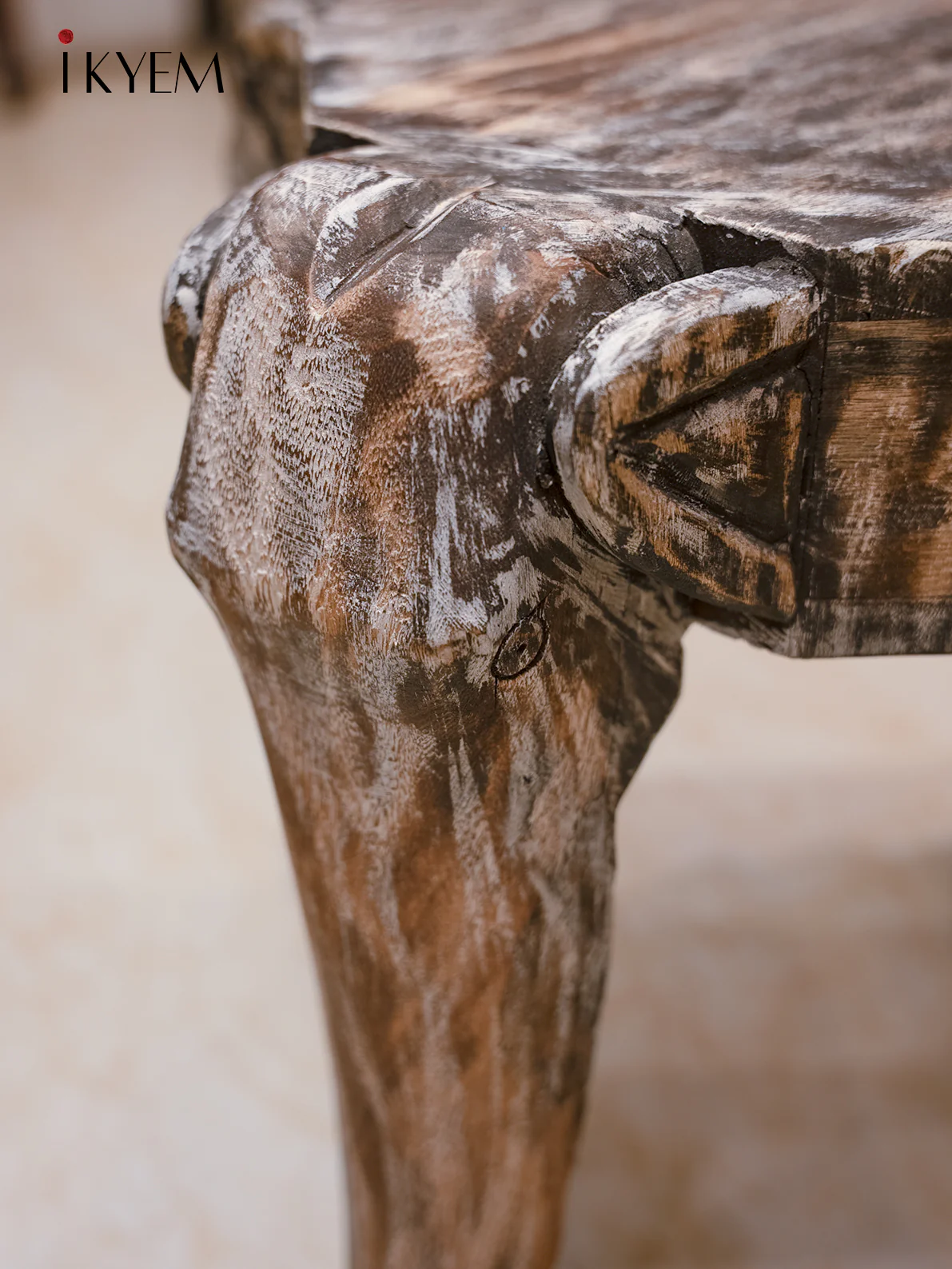 Unique Wooden Elephant Stool - 16.5 Inches - 4IJ26119 - Image 3