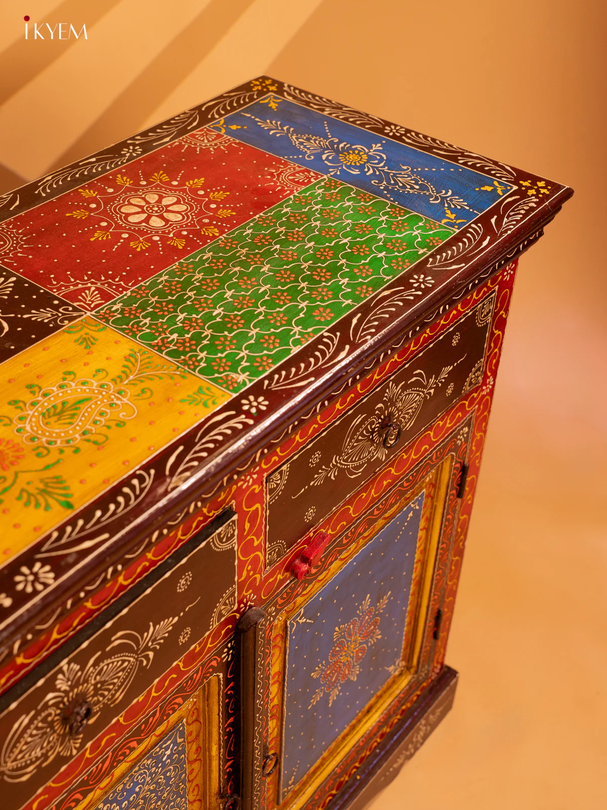 Hand Painted Wooden Bedside Table - 32.6 Inch - 4IJ26124 - Image 3