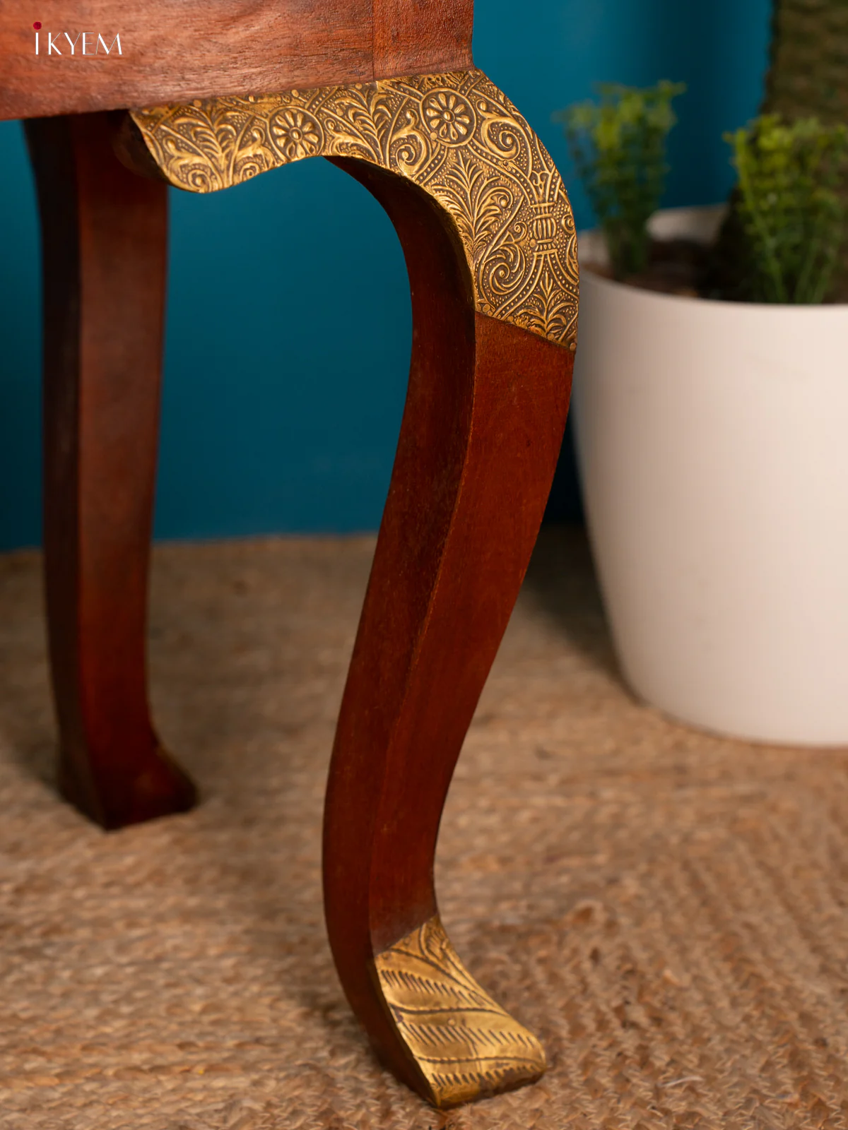 Wooden Brass Fitted Table - 18.1 Inch 4IJ26165 - Image 4