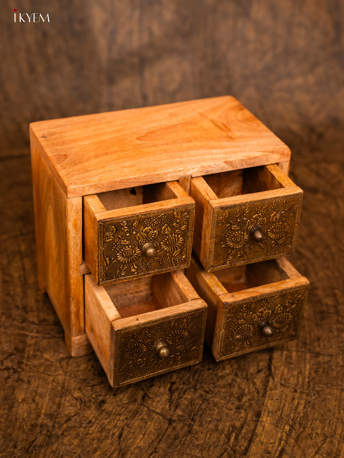 Wooden Brass fitted with 4 Drawers - 7.4 Inch - 4IJ30005 - Image 2