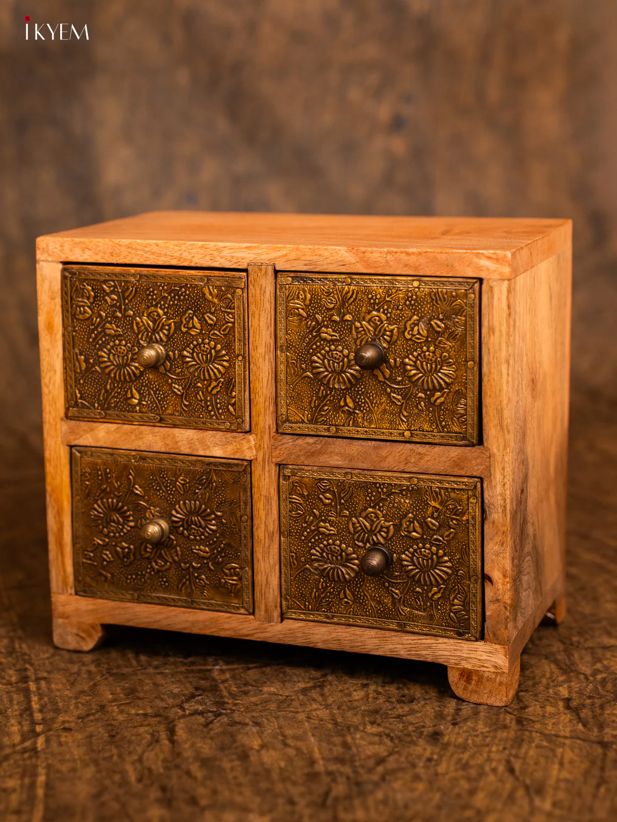Wooden Brass fitted with 4 Drawers - 7.4 Inch - 4IJ30005 - Image 4