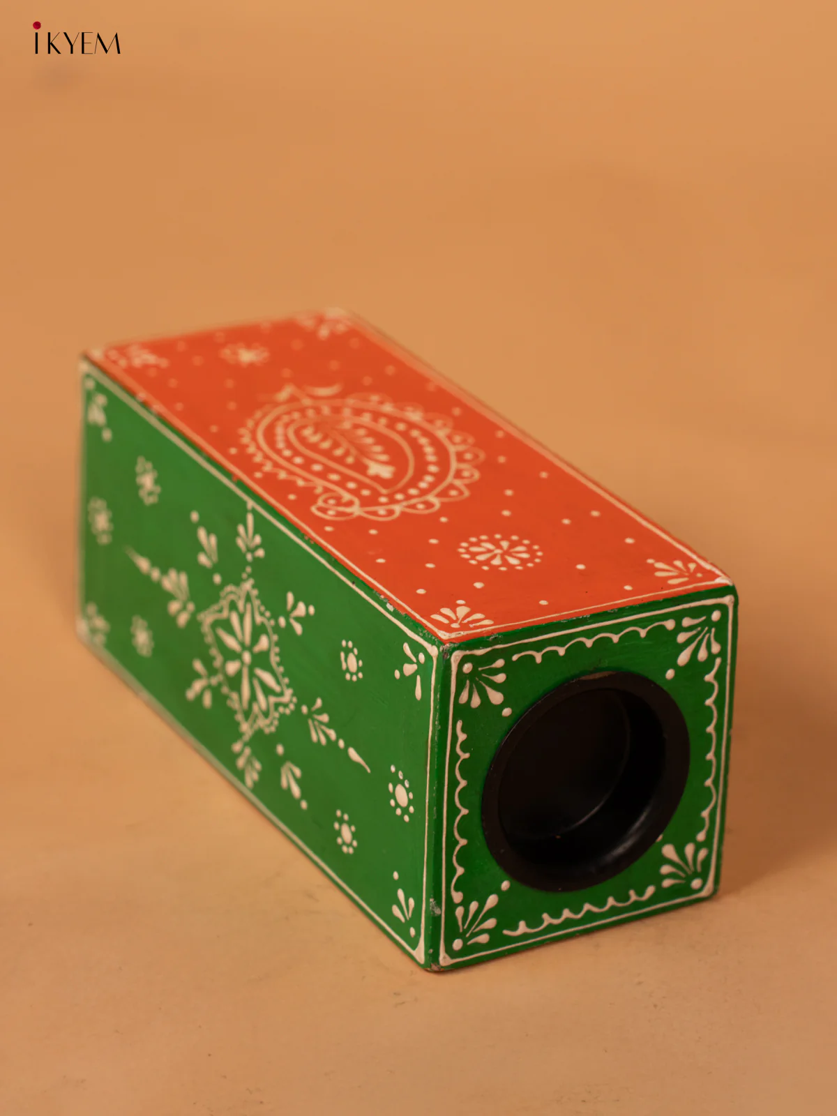 Hand Painted Wooden Candle Holder - 7.4 Inch - 4IJ30126 - Image 4