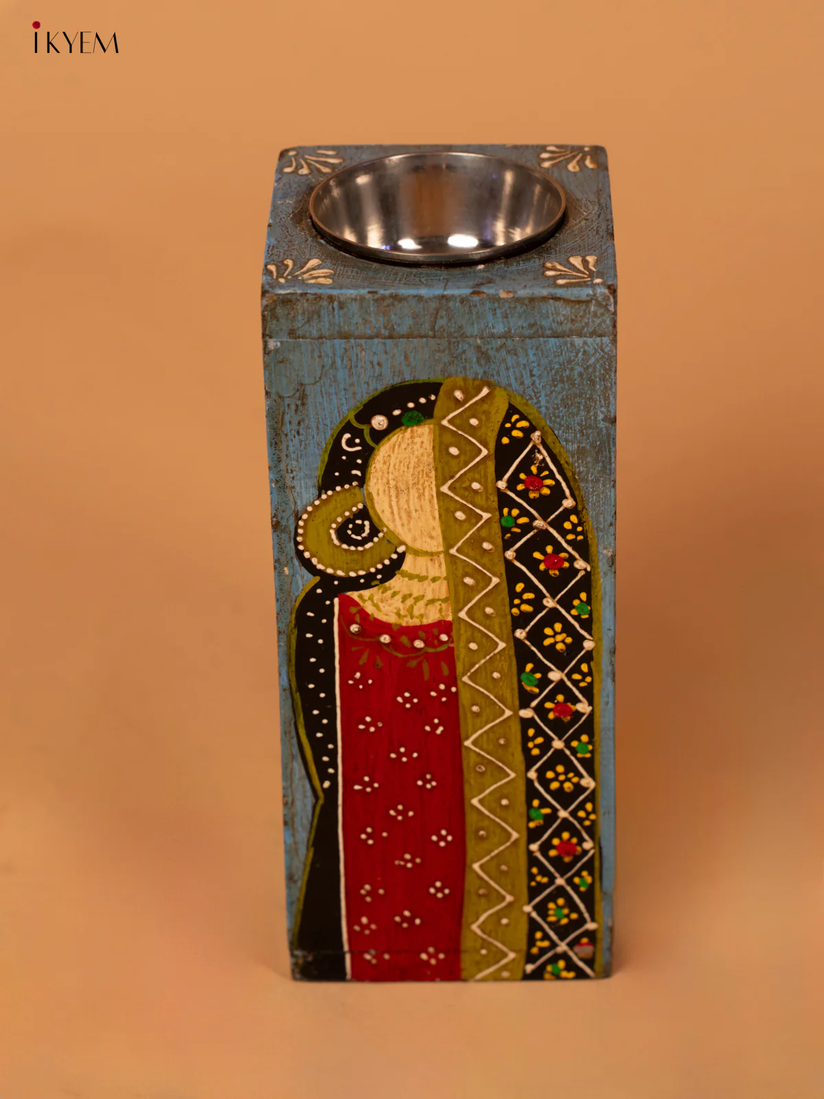 Hand Painted Wooden Candle Holder - 4IJ30129 - Image 2