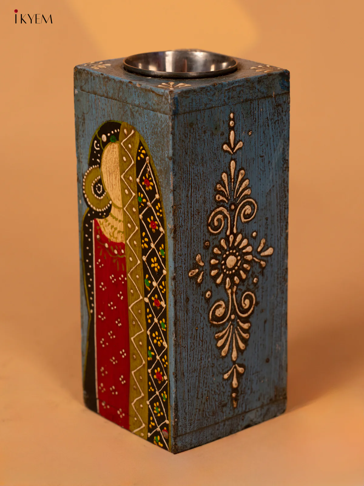 Hand Painted Wooden Candle Holder - 4IJ30129 - Image 3