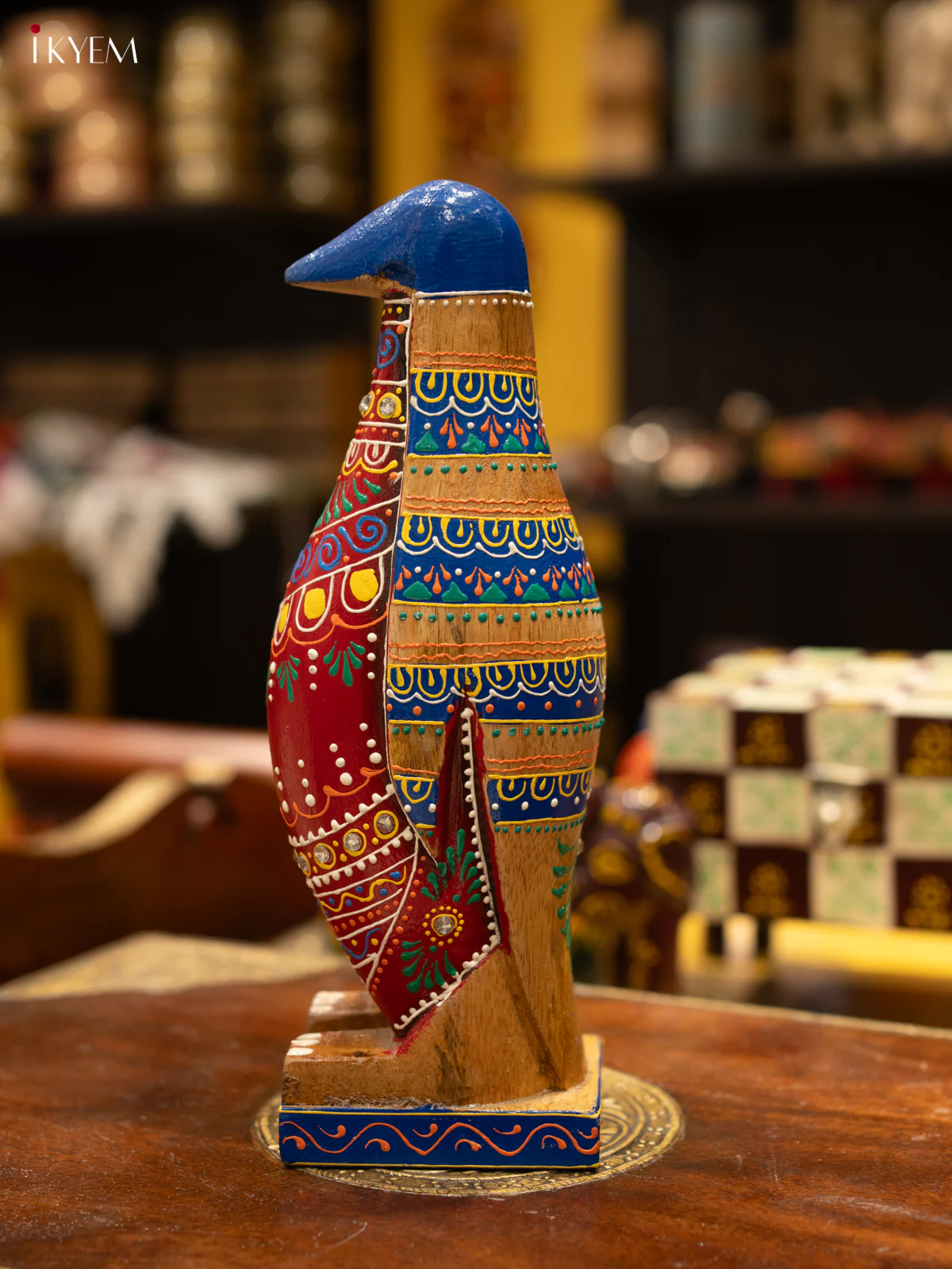 Wooden Hand-Painted Wooden Penguin Figurine - 4JJ01023 - Image 2