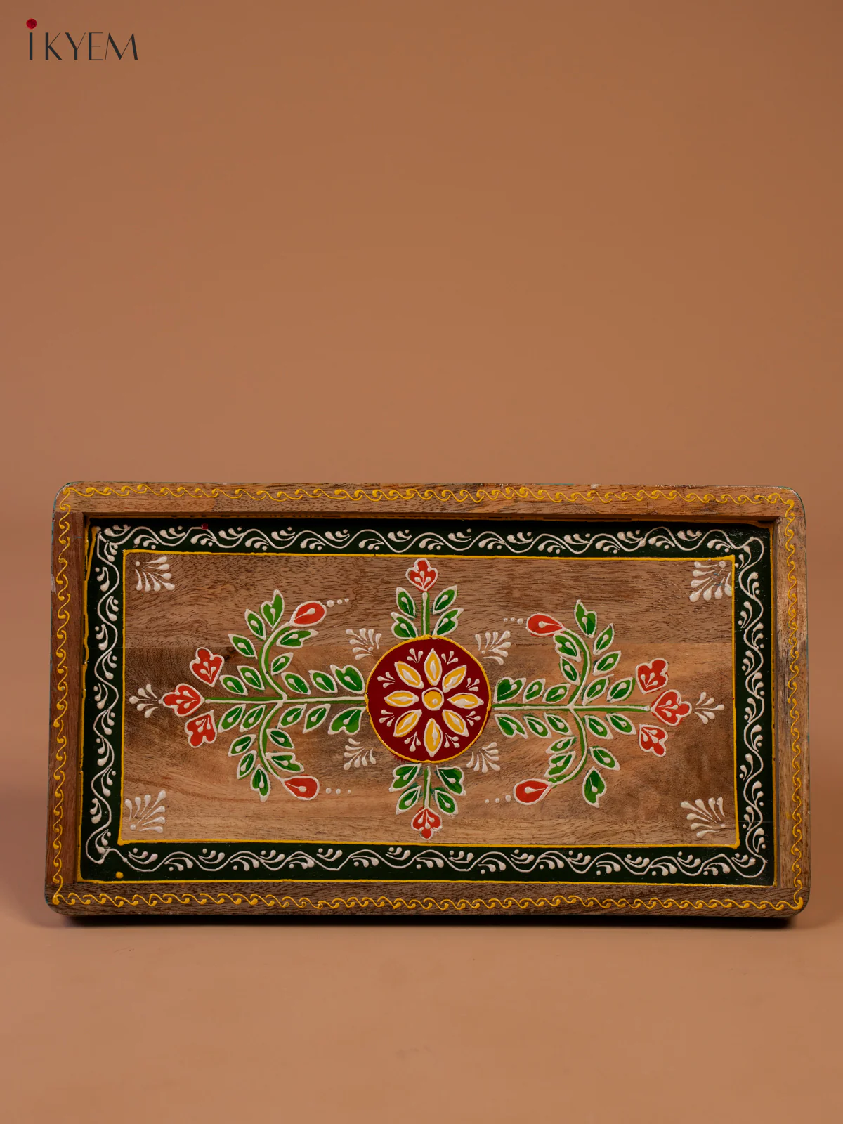 Hand Painted Wooden Serving Tray with  2 Bowls - Image 3