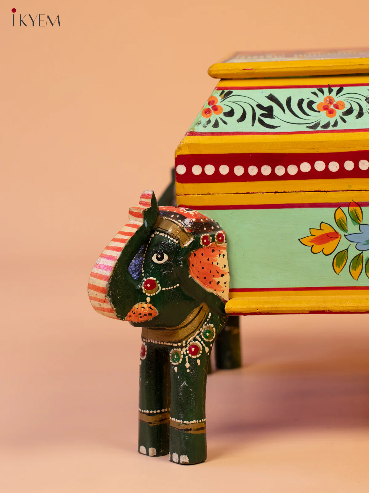 Rajasthani Hand Painted Wood Storage Box - 12 Inch - 4JJ01050 - Image 3