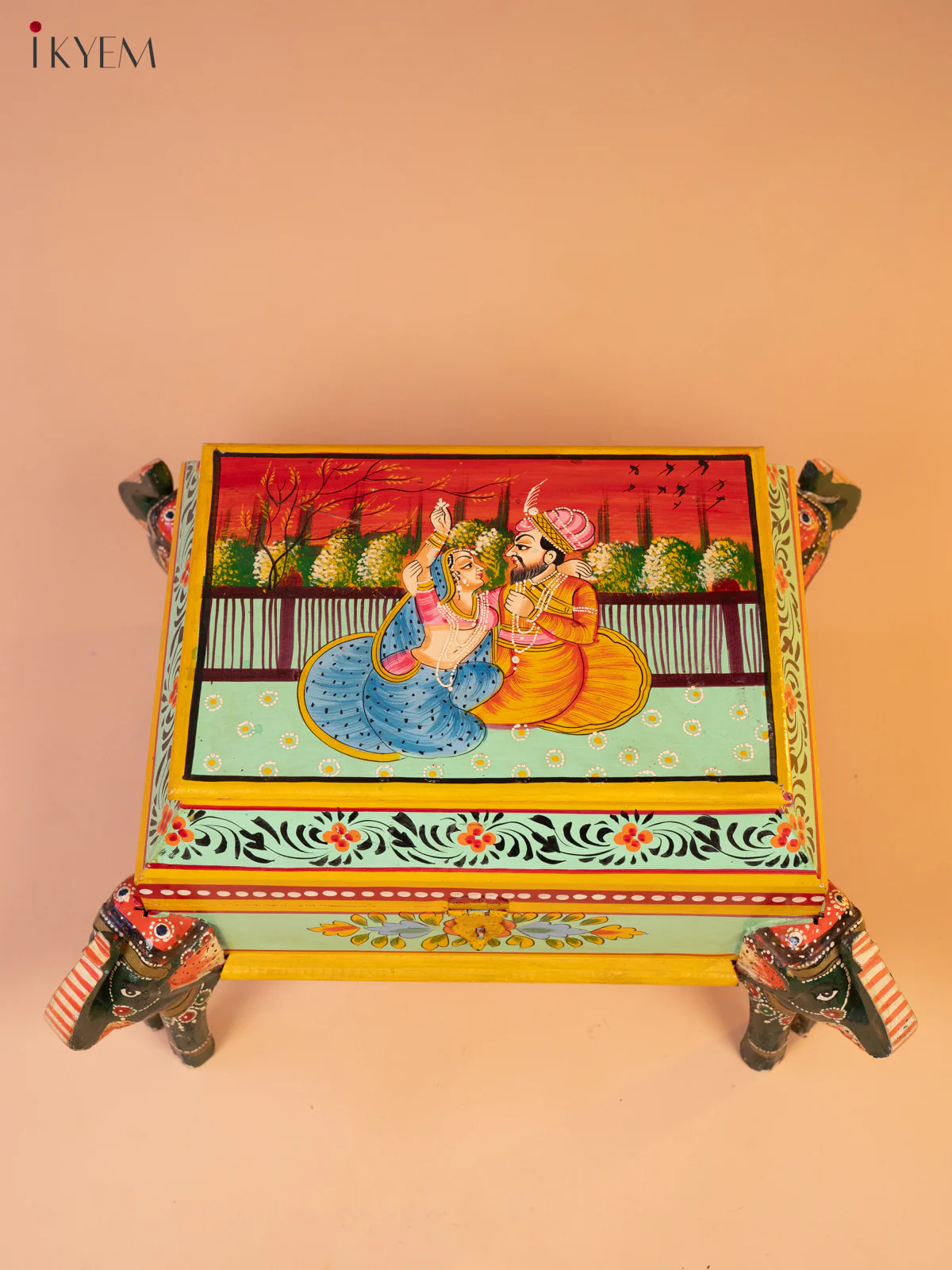 Rajasthani Hand Painted Wood Storage Box - 12 Inch - 4JJ01050 - Image 4