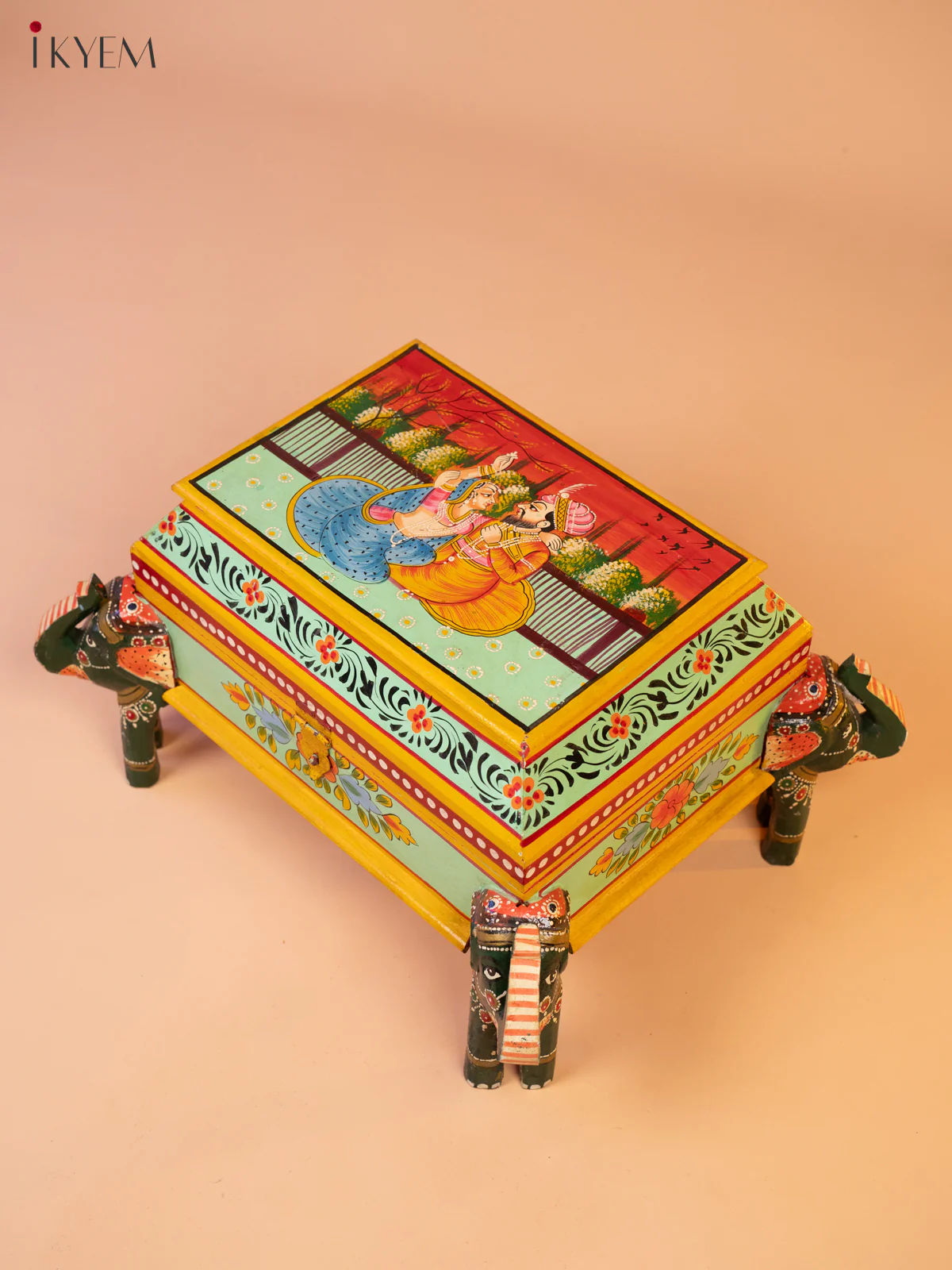 Rajasthani Hand Painted Wood Storage Box - 12 Inch - 4JJ01050 - Image 5