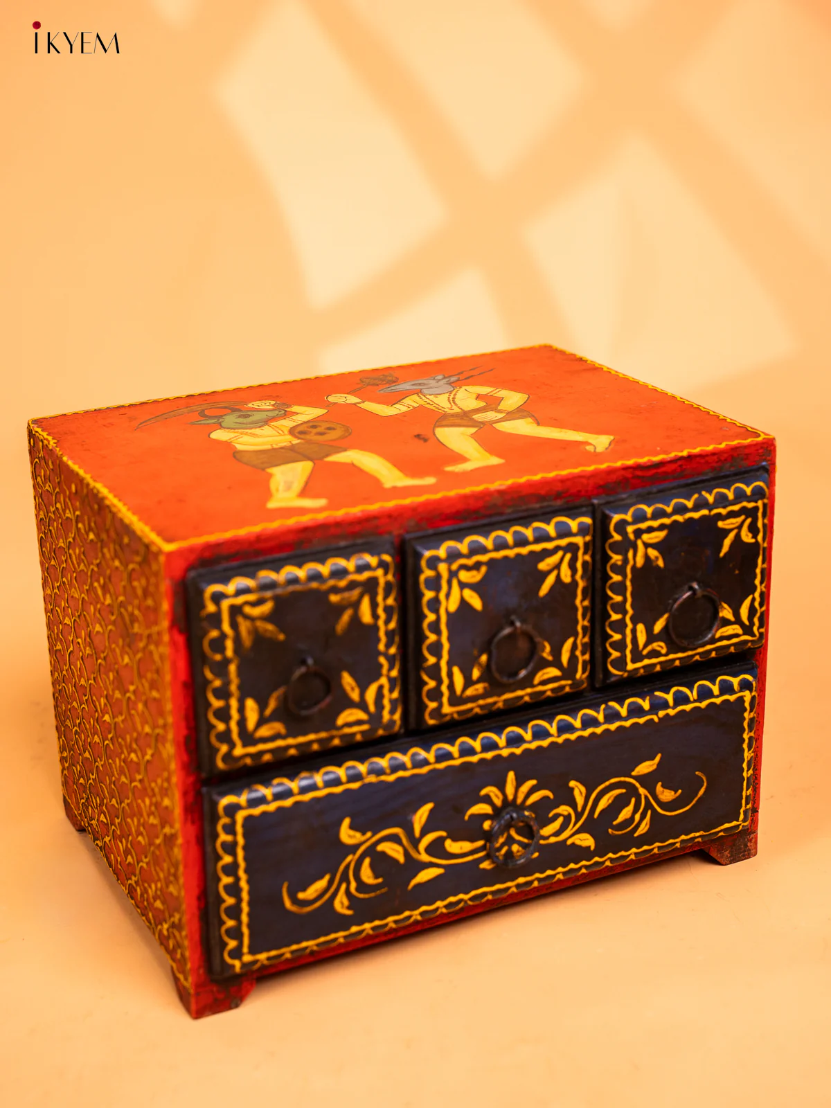 Wooden Hand Painted with 4 Drawers- 7.8 Inch - 4JJ01059 - Image 3