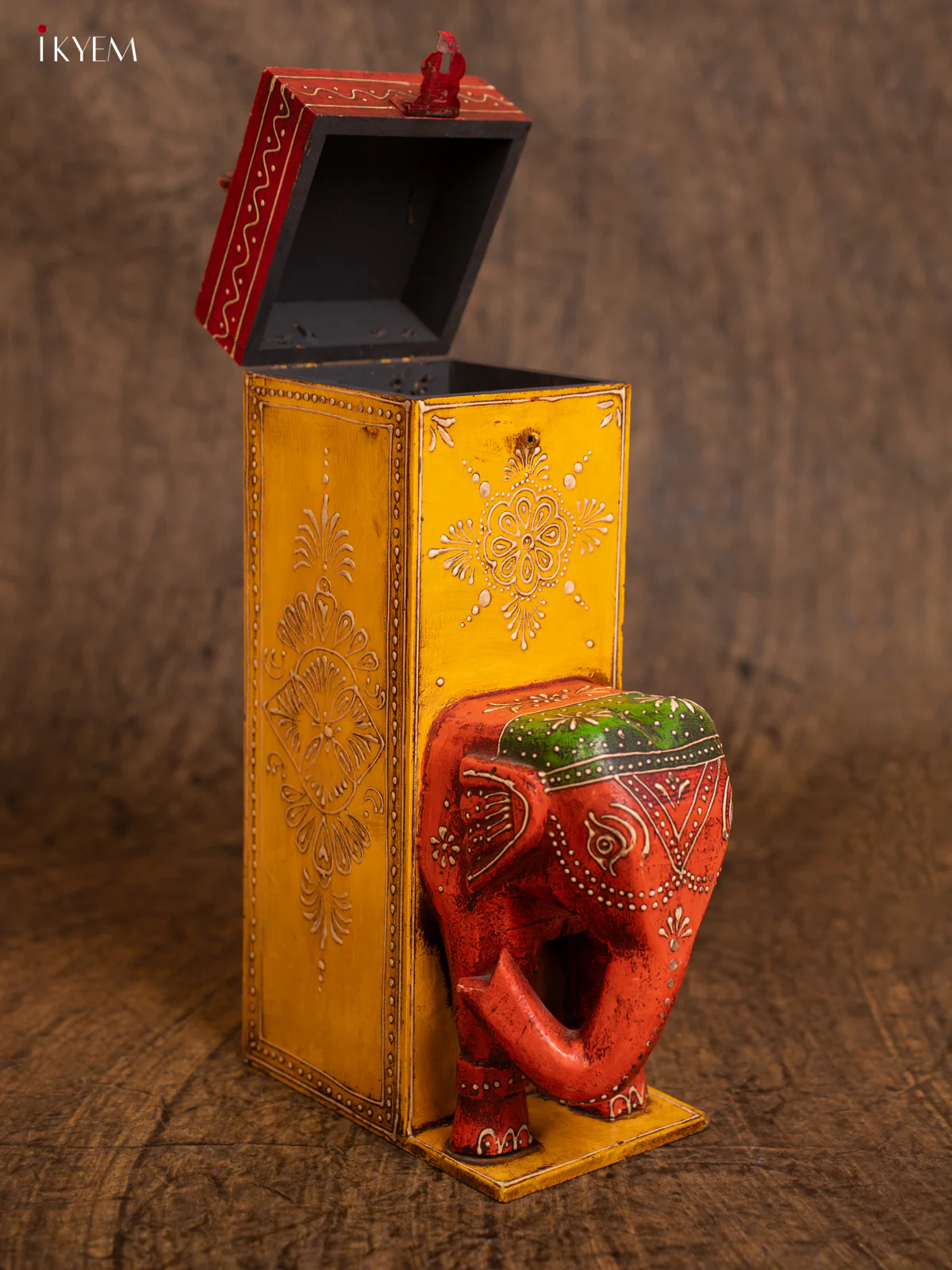 Wooden Hand Painted Elephant Box - 13.3 Inch - 4JJ02001 - Image 2