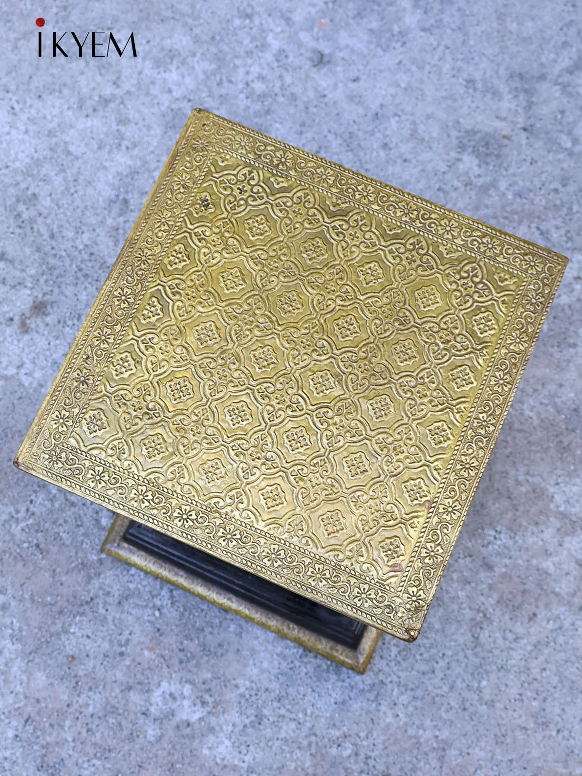 Antique Brass-Inlaid End Table - Image 3
