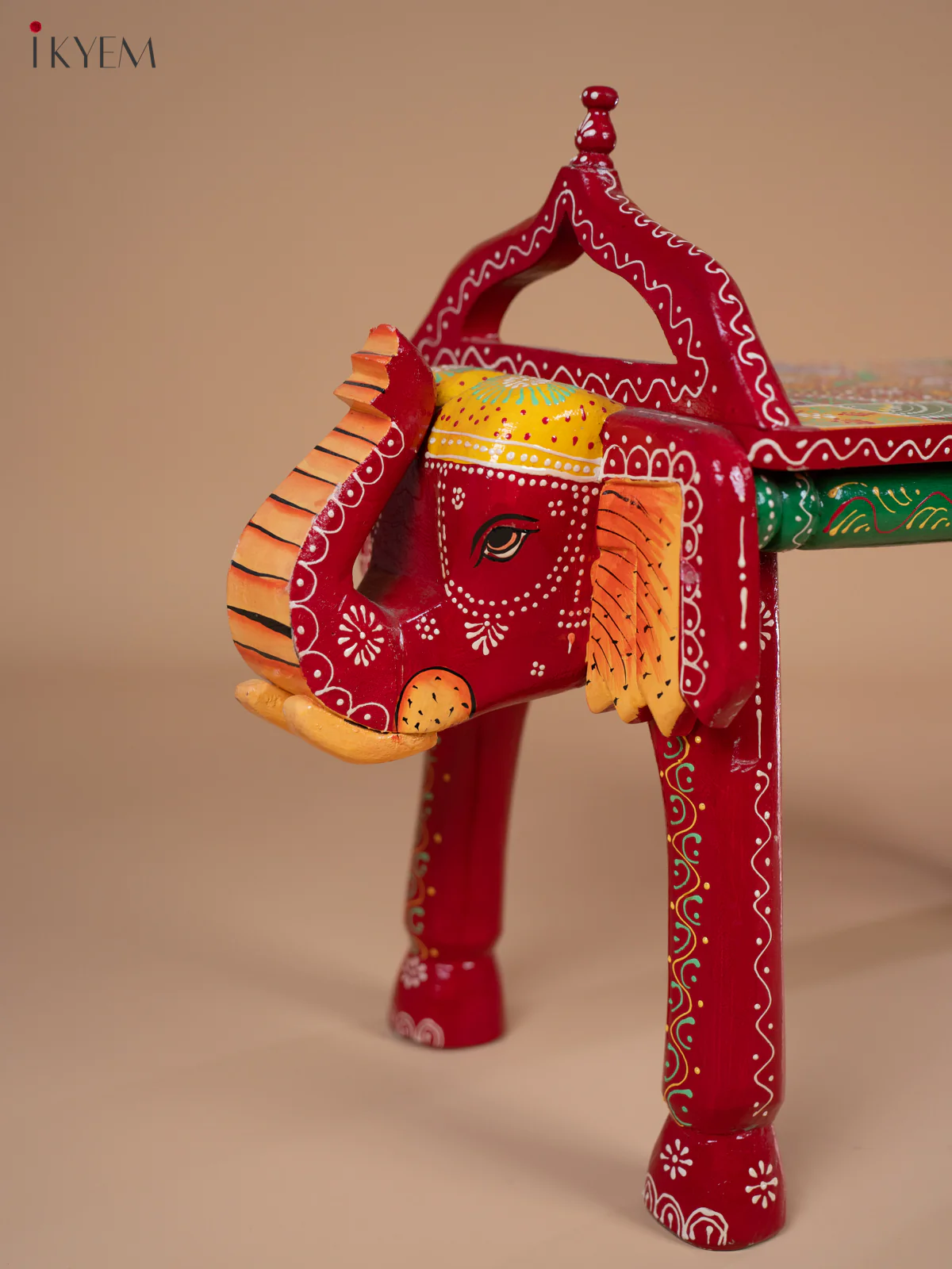 Hand Painted Elephant-Shaped Stool -13.8 Inch- 4JJ02087 - Image 2