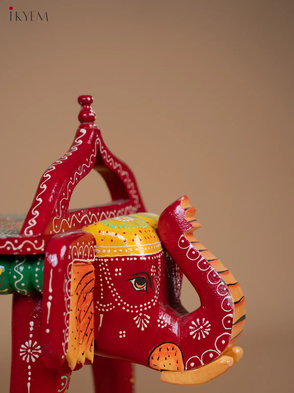 Hand Painted Elephant-Shaped Stool -13.8 Inch- 4JJ02087 - Image 7
