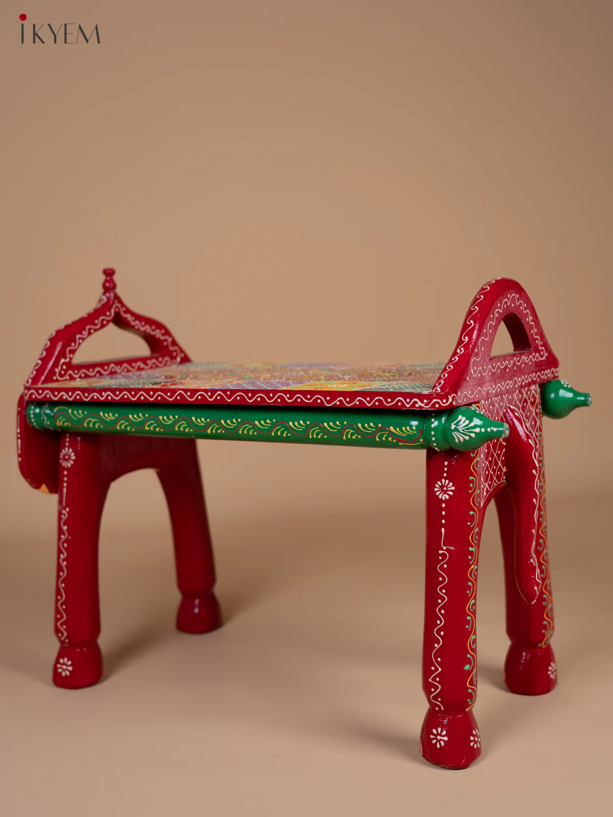 Hand Painted Elephant-Shaped Stool -13.8 Inch- 4JJ02087 - Image 8