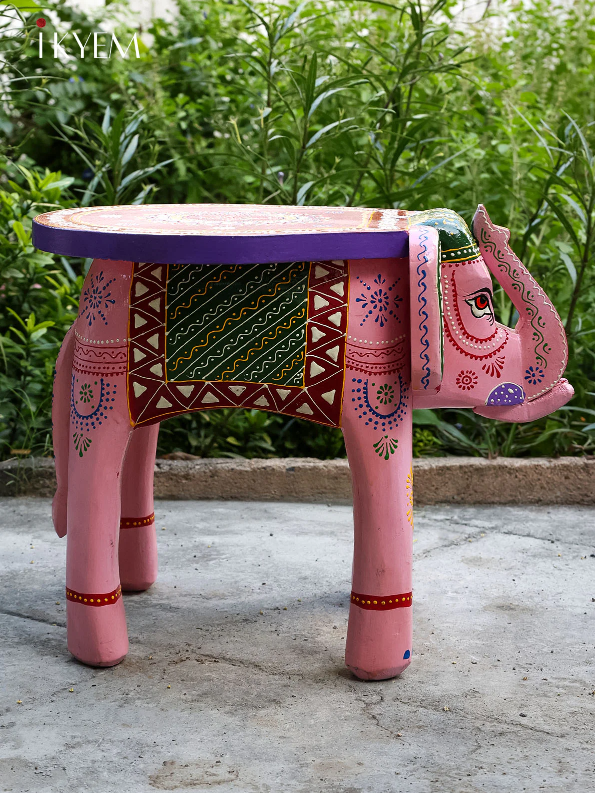 hand painted Wooden Elephant stool pink - 4JJ02090 - Image 4