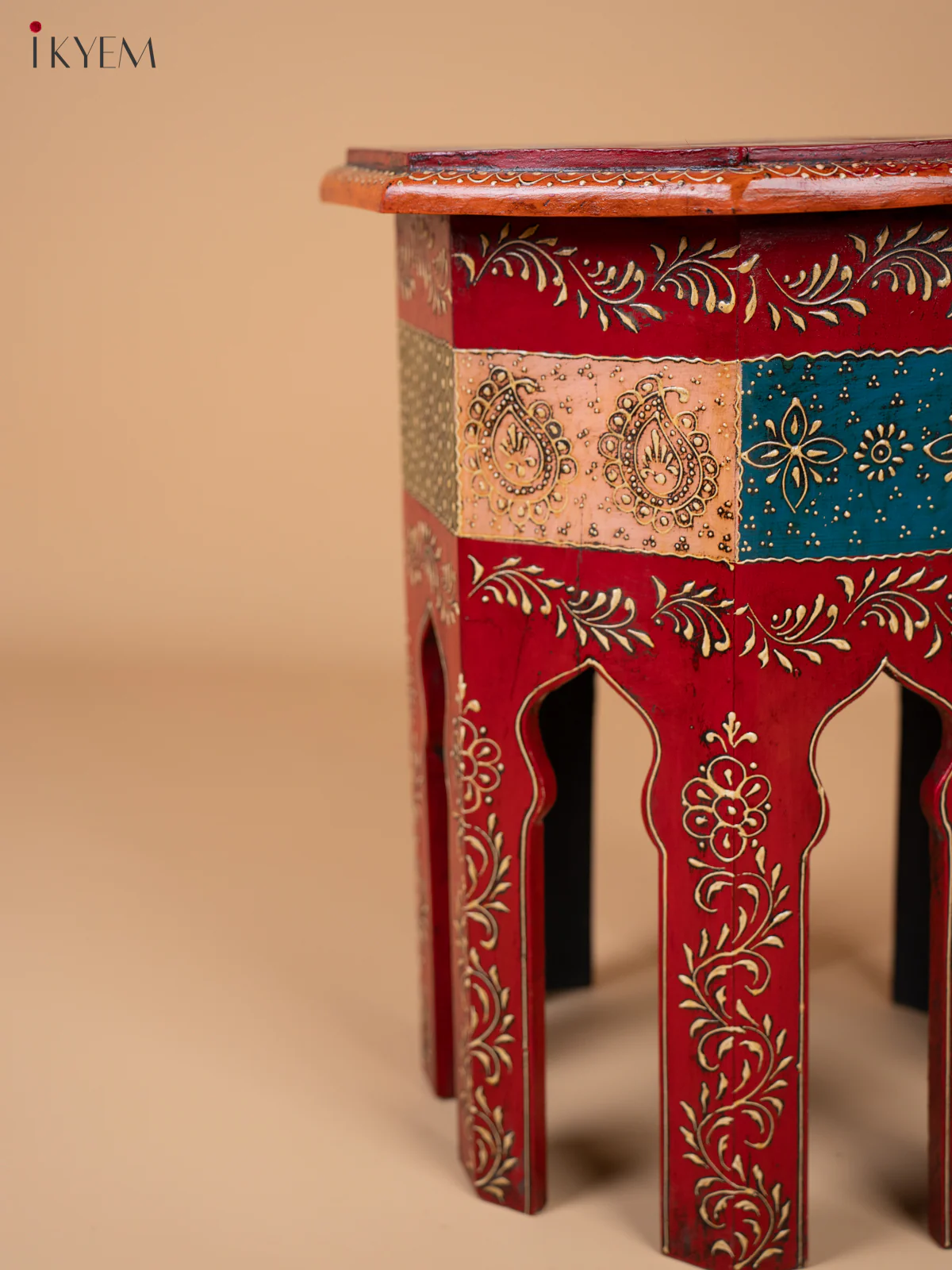 Vibrant Hand Painted Stool - Image 3