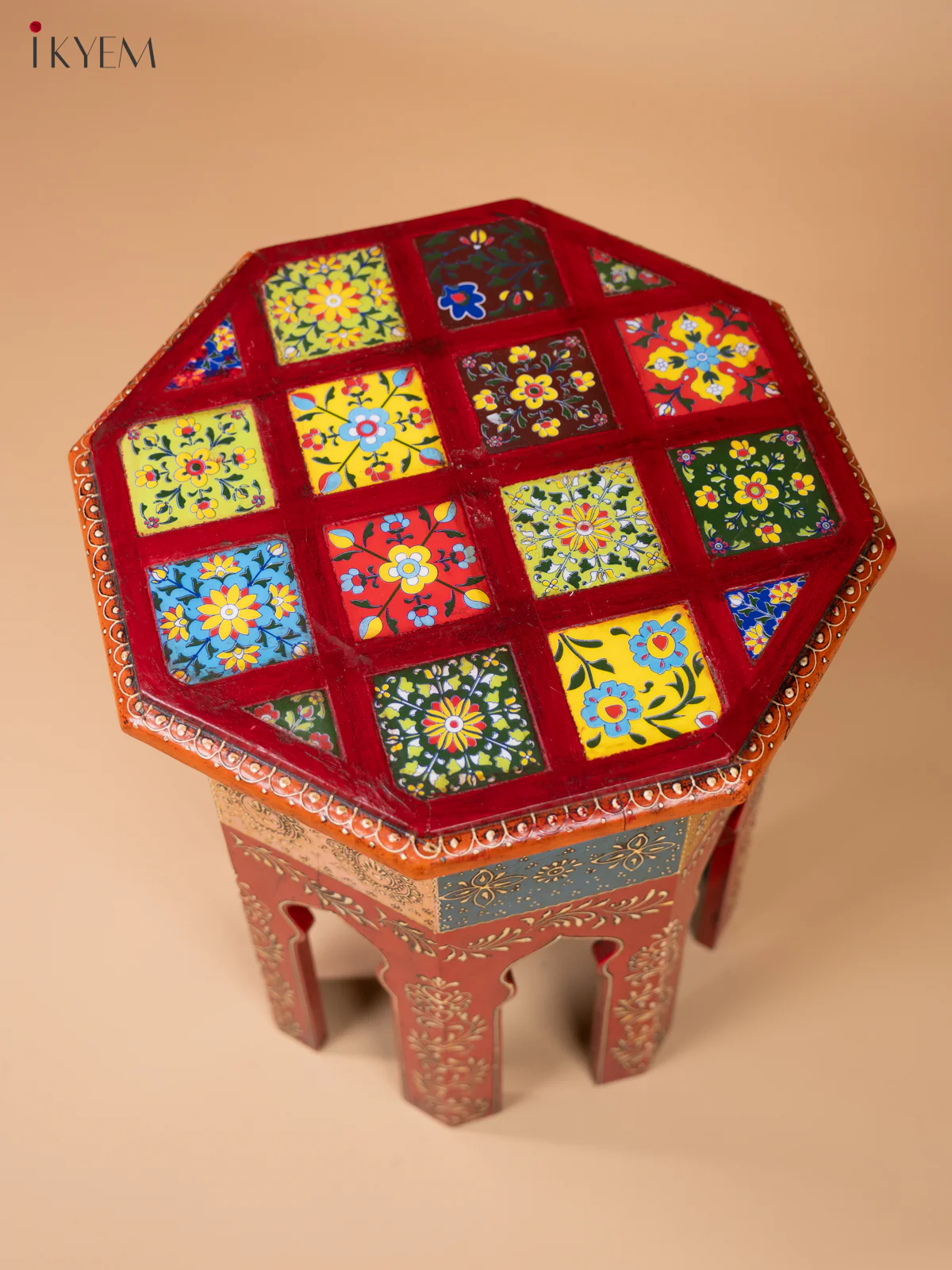 Vibrant Hand Painted Stool - Image 4