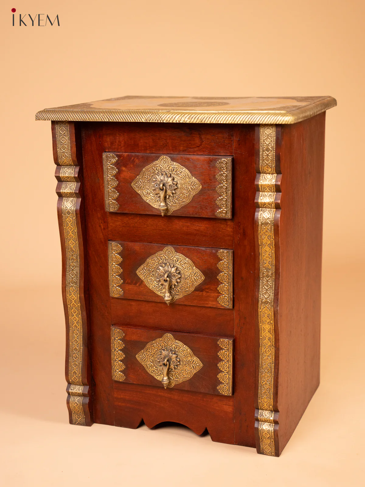 Wooden Brass Fitted Bedside Table - (21.6×16.1) Inch - 4JJ04010 - Image 2