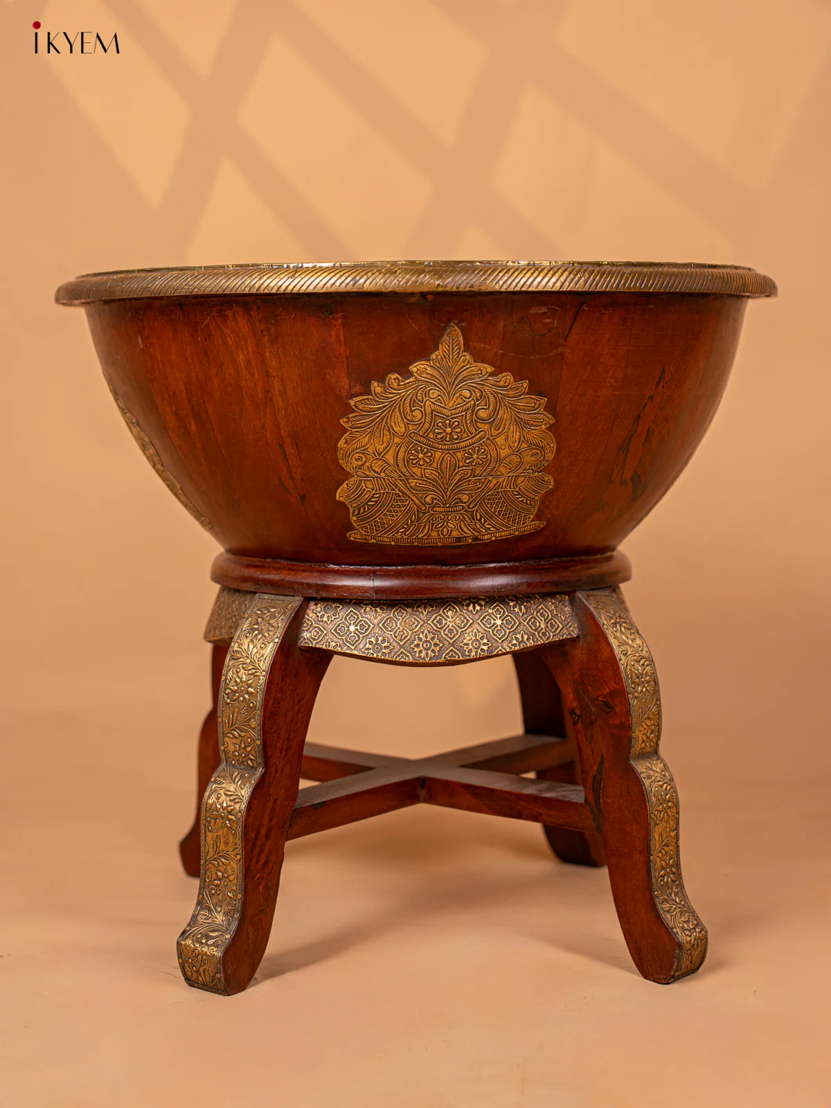 Wooden Stool Brass Fitted -17.3 Inch -4JJ04024 - Image 3