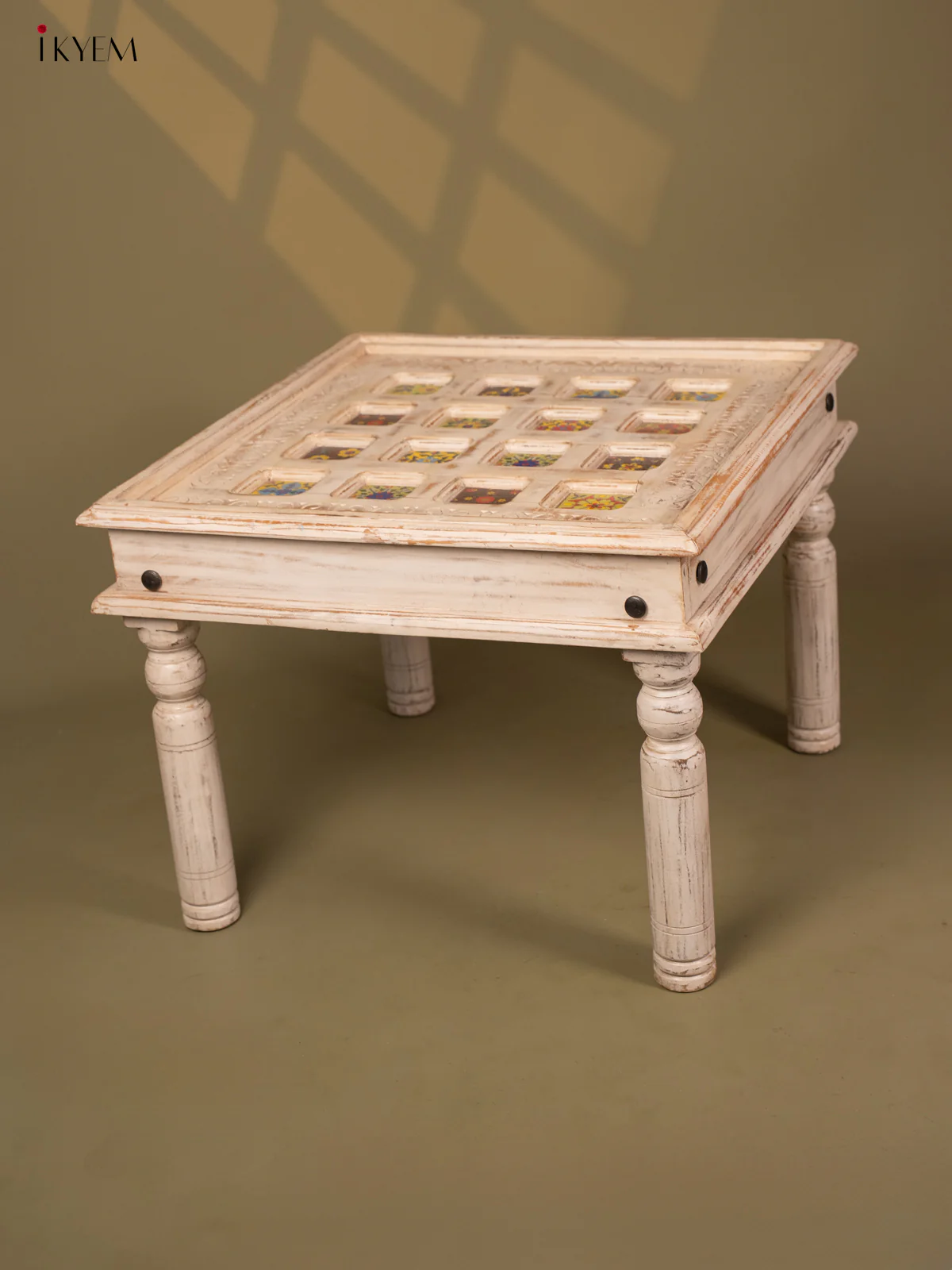 Hand-Painted Wooden Table Tile Fitted - White - (18×23) Inches - 4JJ04028 - Image 4
