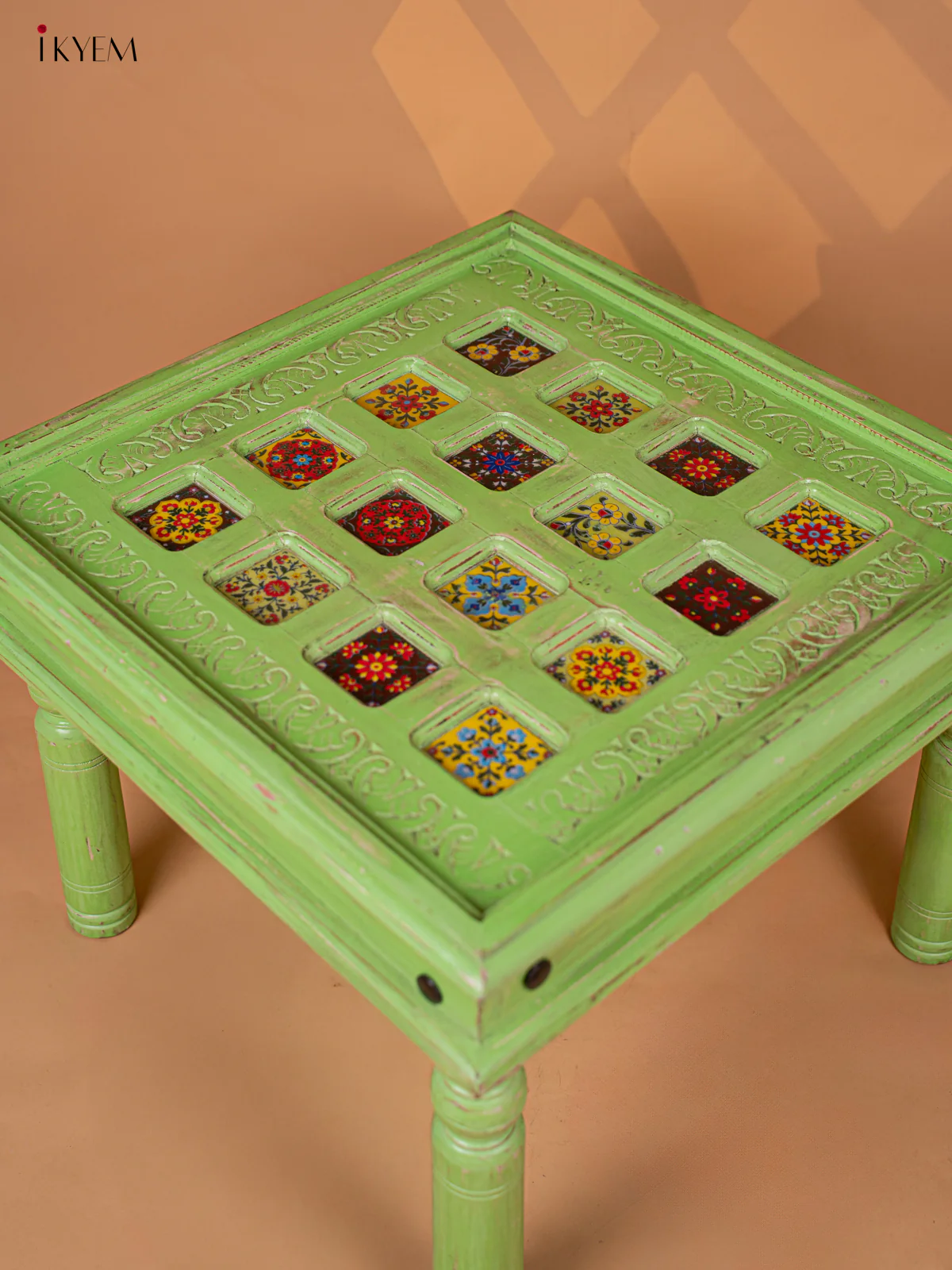 Hand-Painted Wooden Table Tile Fitted - Pastel Green - (18×23) Inches - 4JJ04029 - Image 3