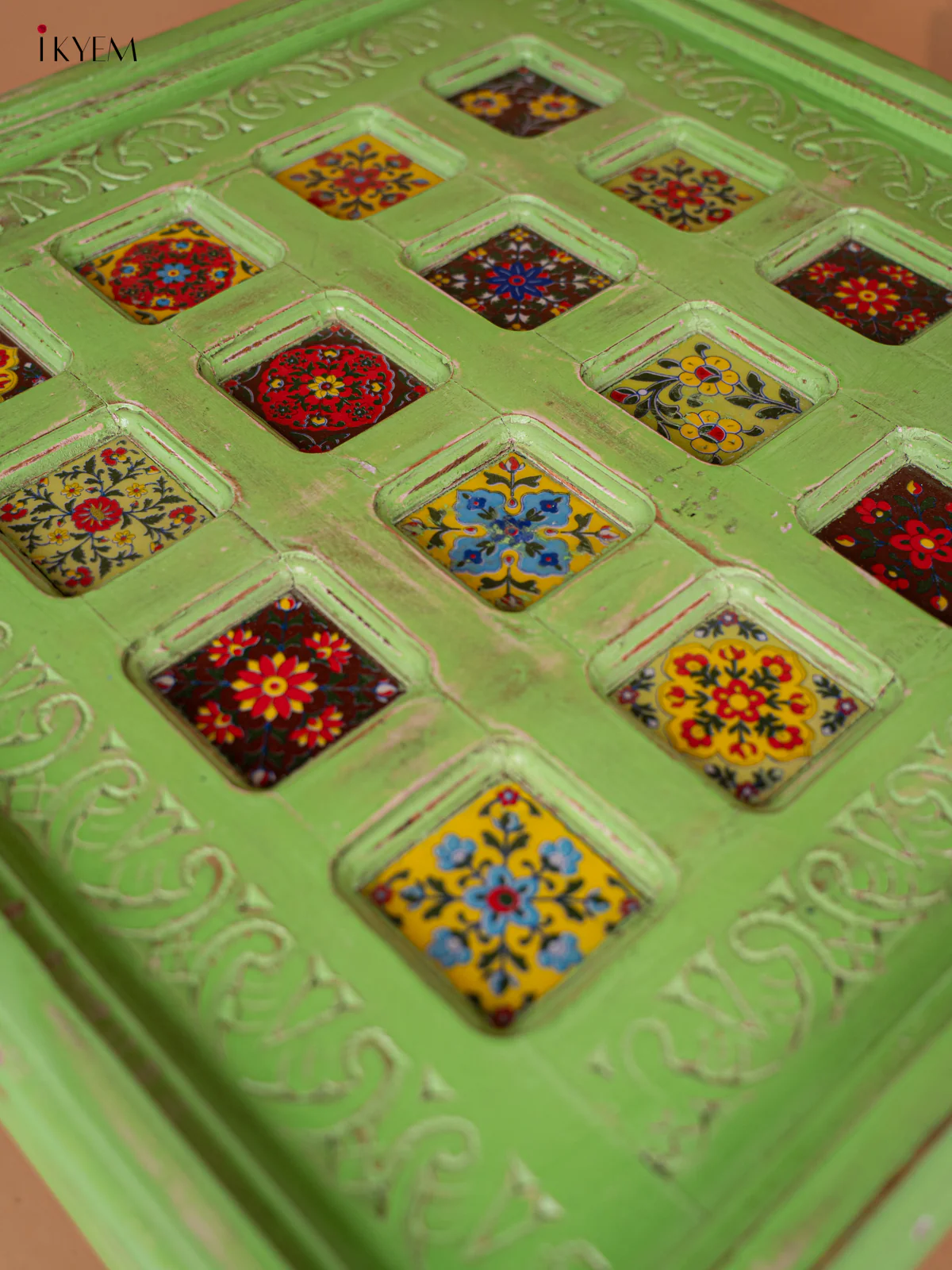 Hand-Painted Wooden Table Tile Fitted - Pastel Green - (18×23) Inches - 4JJ04029 - Image 5