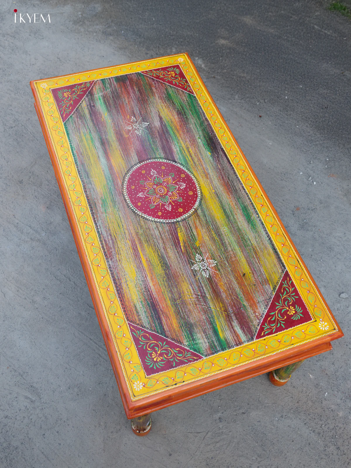 Stylish Rustic Hand-Painted Wooden Table - (20×47) Inches - 4JJ04038 - Image 10