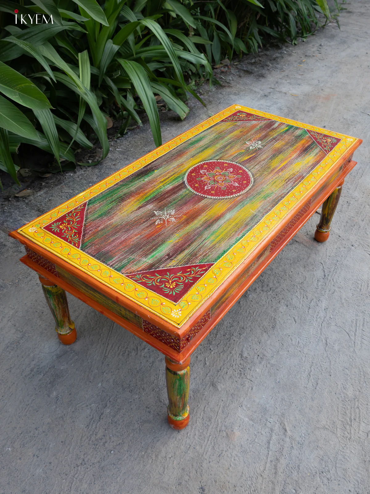 Stylish Rustic Hand-Painted Wooden Table - (20×47) Inches - 4JJ04038 - Image 2