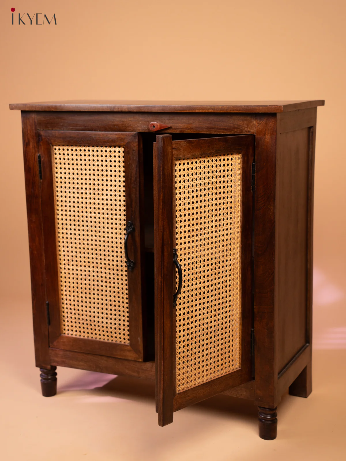 Ratan/Cane Paneled Wooden Cabinet - Image 3