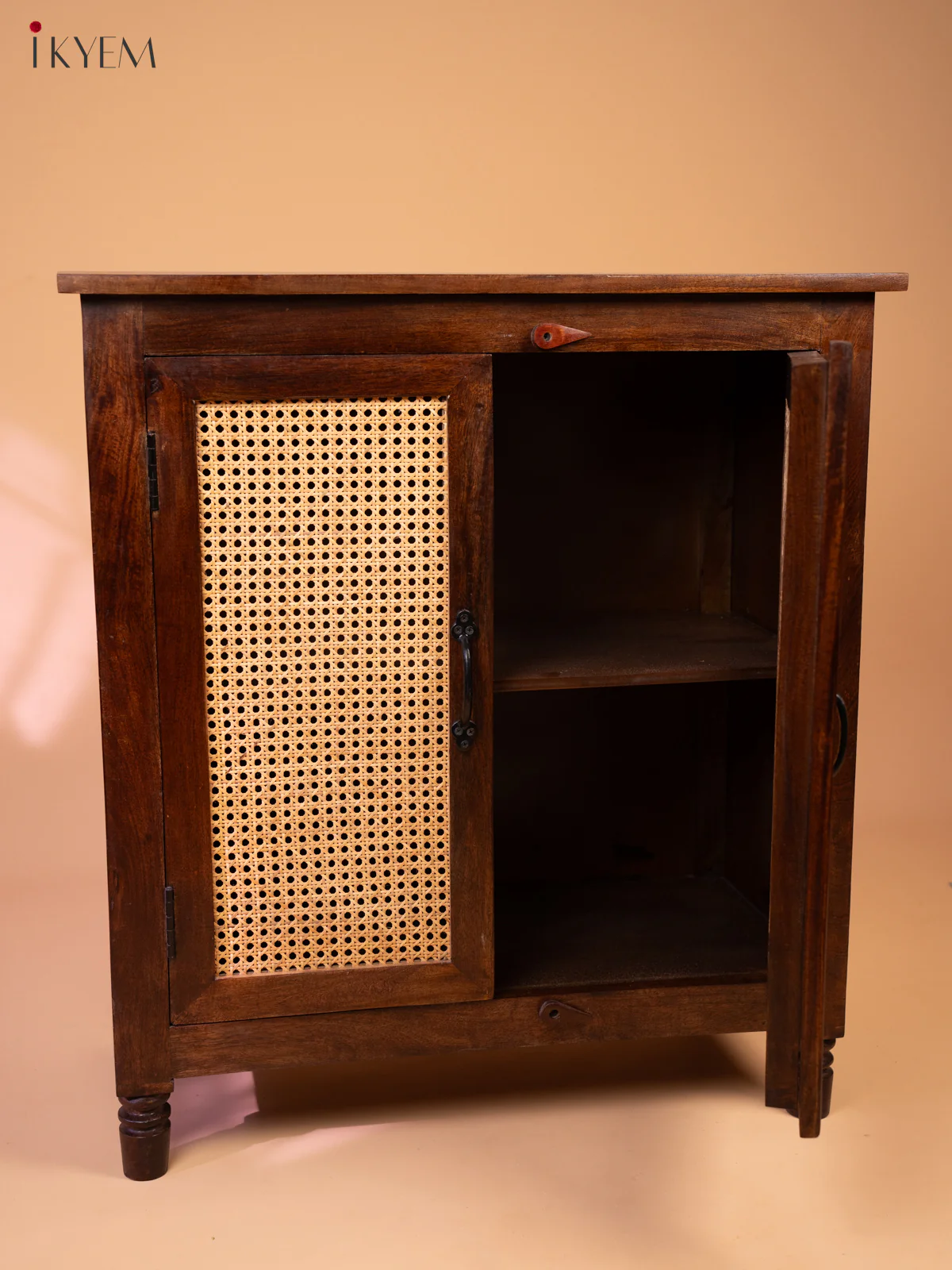 Ratan/Cane Paneled Wooden Cabinet - Image 4