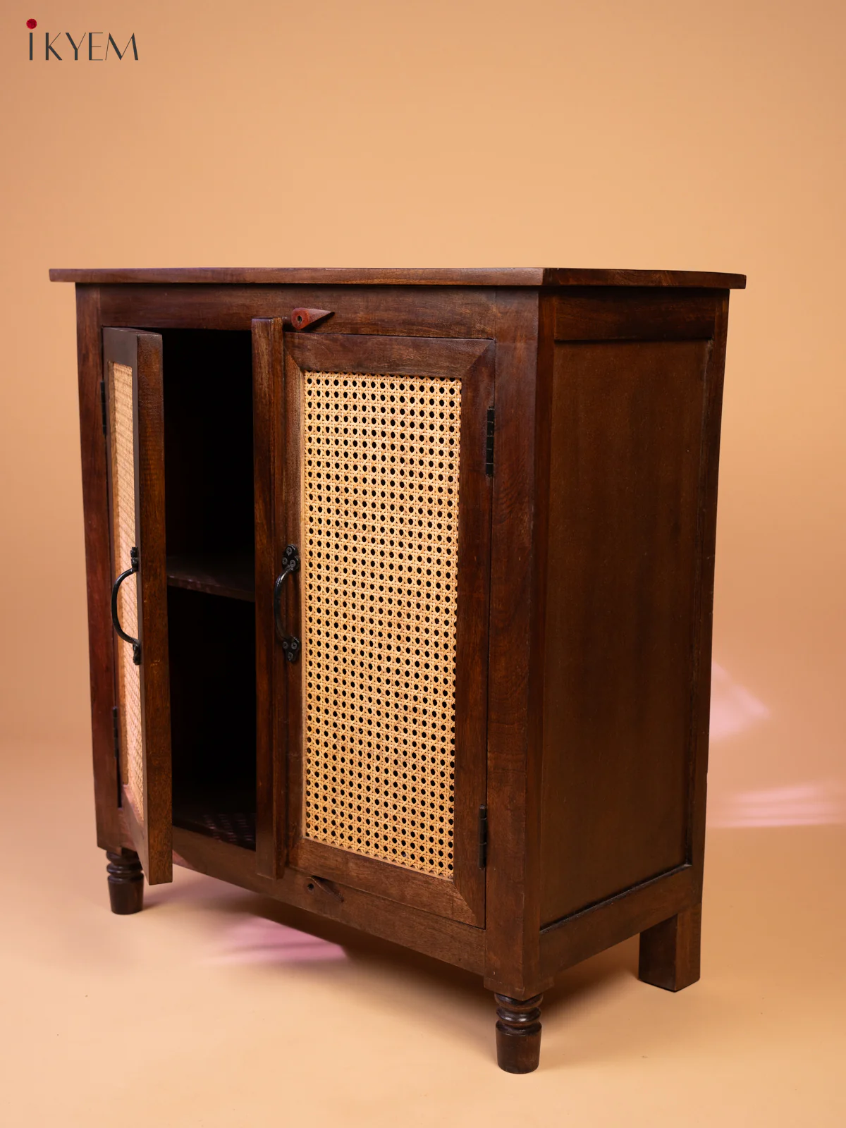 Ratan/Cane Paneled Wooden Cabinet - Image 6
